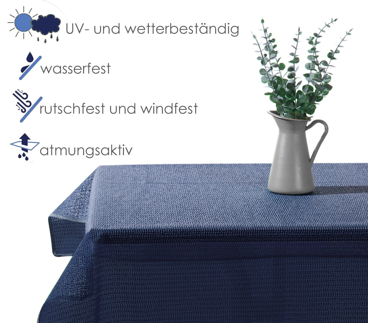 heimtexland Gartentischdecke Outdoor Tischdecke Garten Balkon Camping Tischdeko (Stück 1-tlg, 1), wetterfest I robust I UV-beständig I rutschfest I waschbar