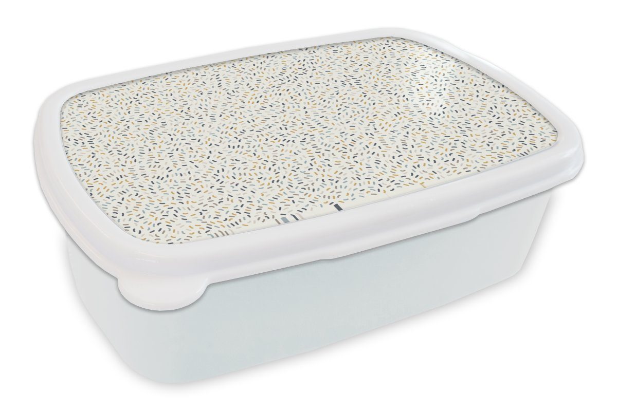 MuchoWow Lunchbox Muster - Konfetti - Pastell, Kunststoff, (2-tlg), Brotbox für Kinder und Erwachsene, Brotdose, für Jungs und Mädchen weiß