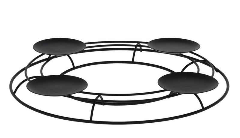 Spetebo Adventskranz Adventskerzenhalter in schwarz mit 4 Tellern, zum dekorieren, modern, Blickfang