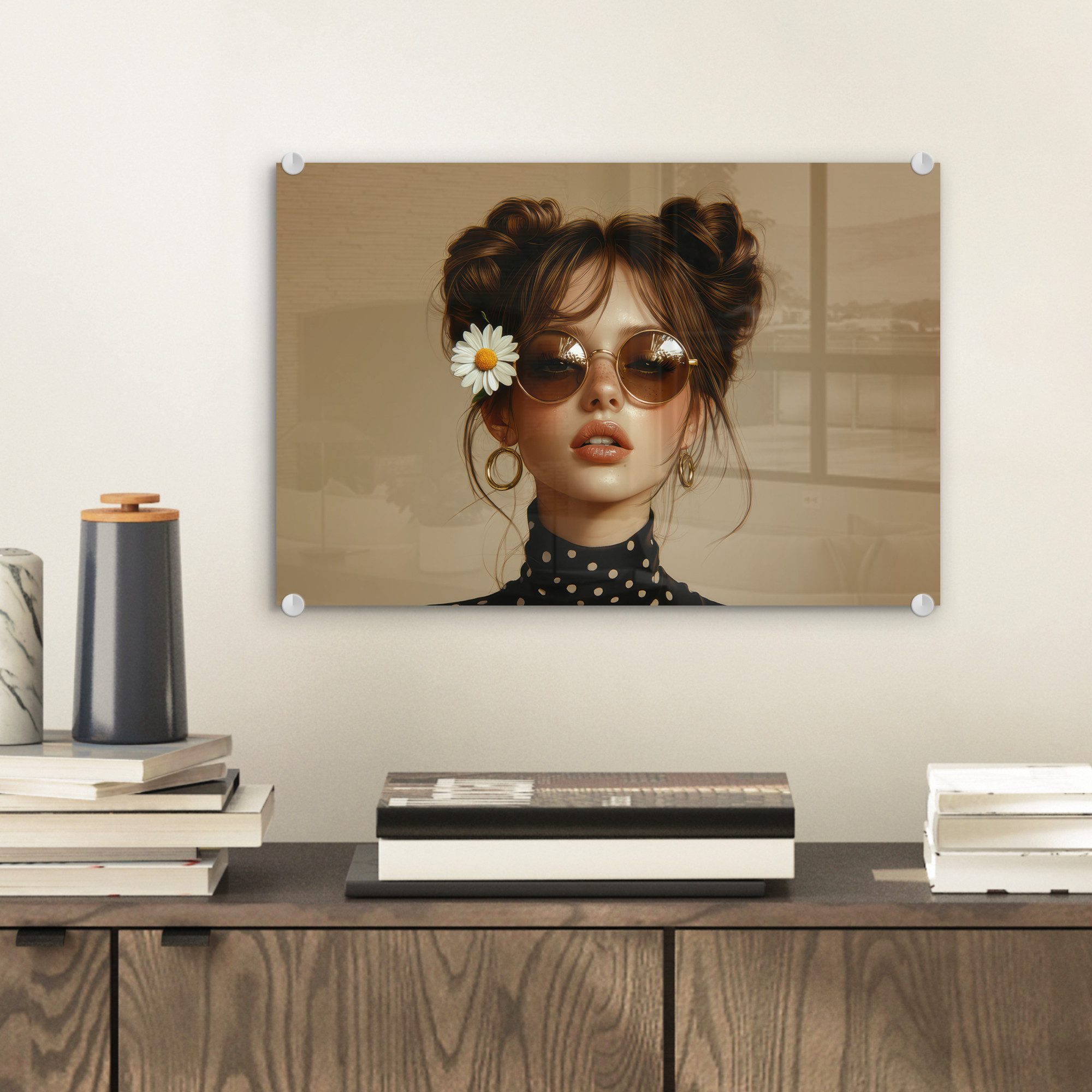MuchoWow Acrylglasbild Frau - Beige - günstig online kaufen