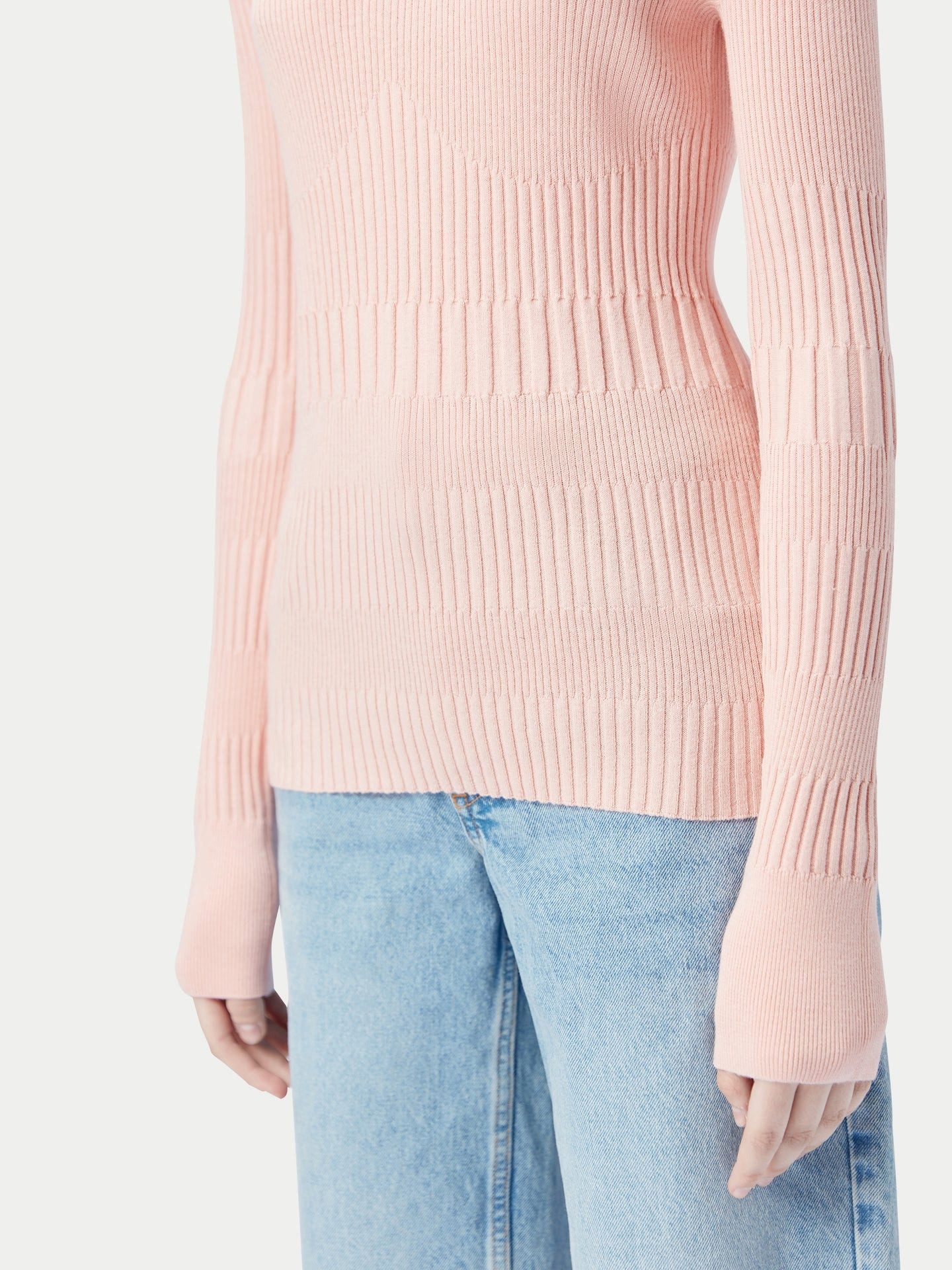 GOBI Cashmere Rundhalspullover Rippenpullover aus Baumwoll-Seiden-Kaschmir-Mischung