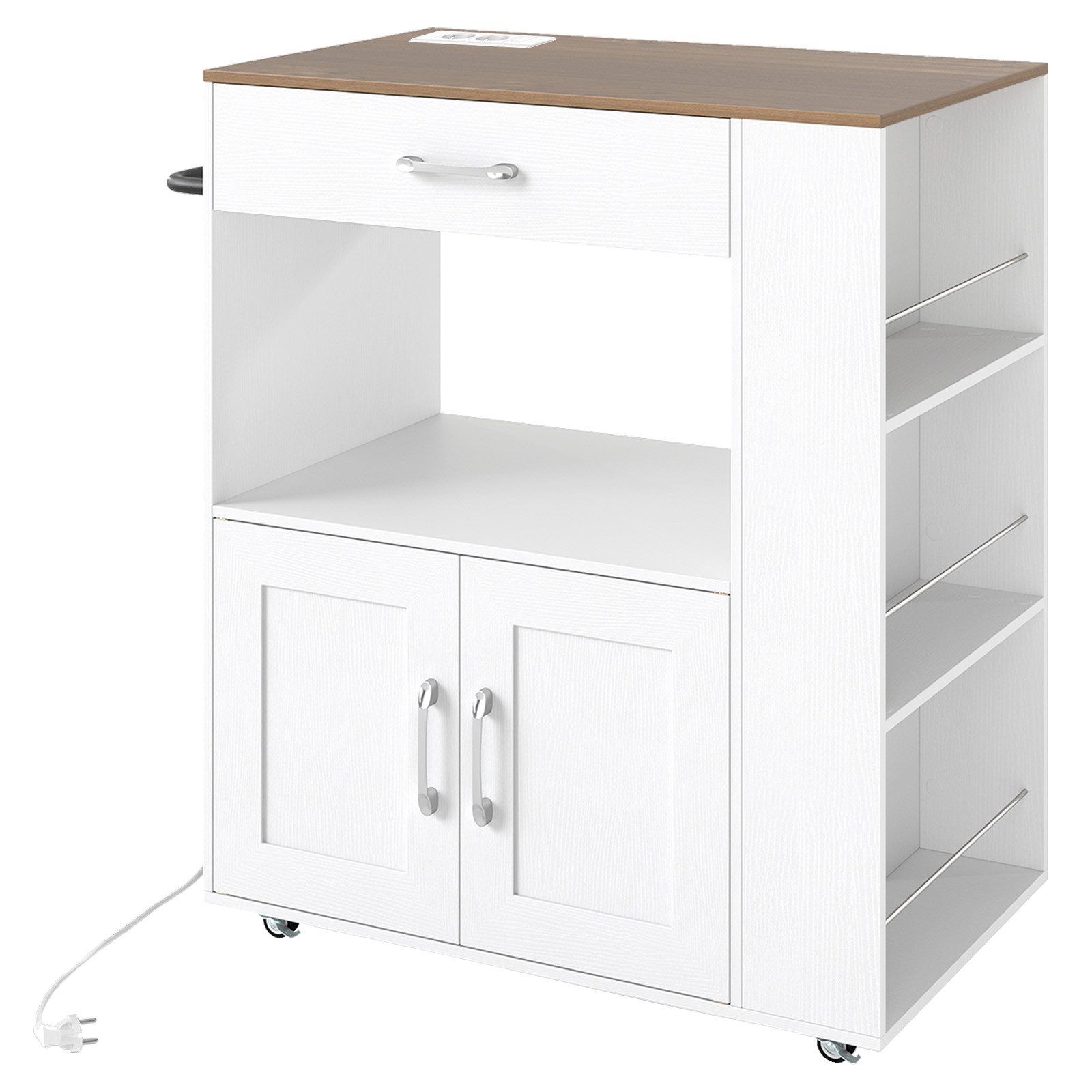 COSTWAY Küchenwagen, Mit integrierte Ladestation, beidseitig offenes Fach