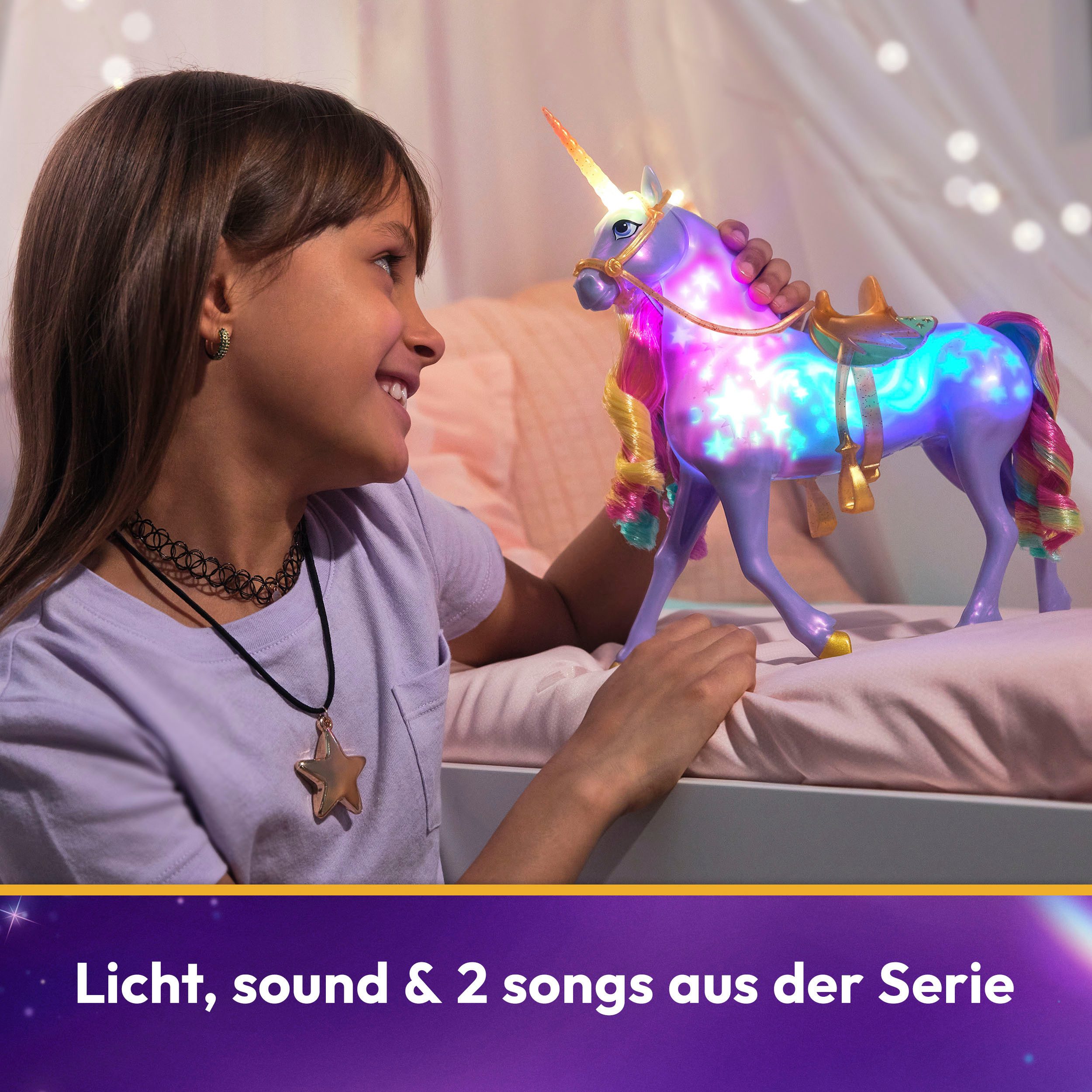 Spin Master Anziehpuppe Unicorn Academy - Interactive Rainbow Light-Up Wildstar, mit Leuchteffekt