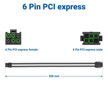deleyCON deleyCON 6 Pin PCI Express GPU Grafikkarte Strom Kabel Intern 30cm 18 Computer-Kabel