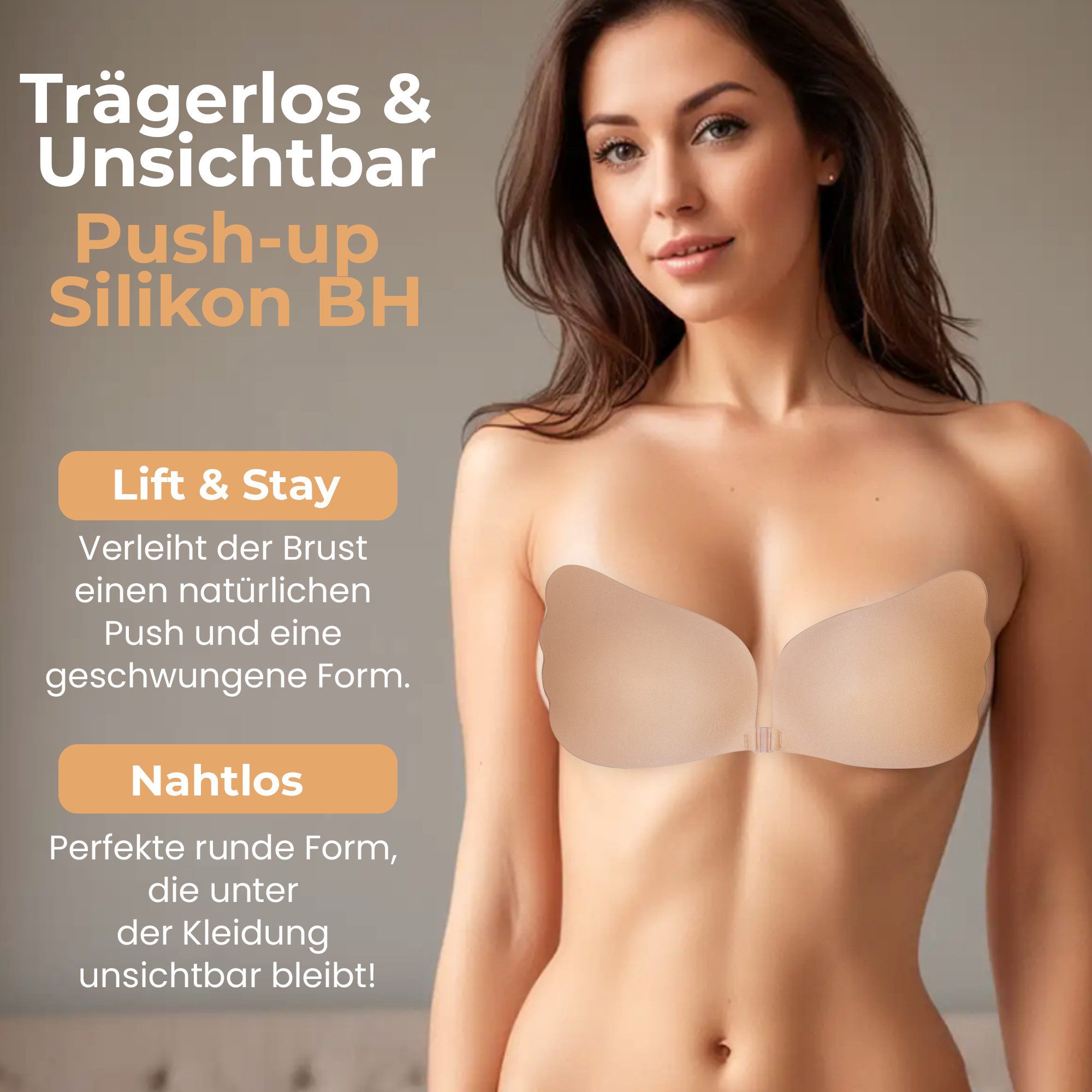 Dilara Push-up-BH trägerlos & selbsthaftend - Unsichtbarer BH für rückenfreie Outfits Atmungsaktiv & wiederverwendbar, dabei sicher & sanft zur Haut – Bild 4 von 5