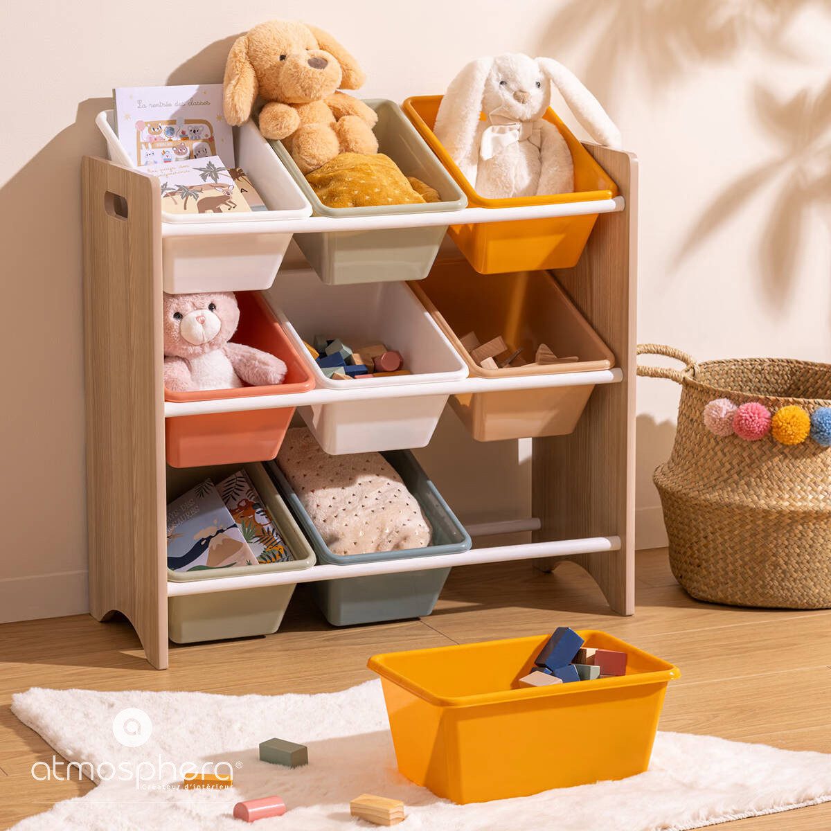 Atmosphera Créateur d'intérieur Standregal Regal mit Spielzeugkisten, 9 farbige Boxen, 60 x 29,5 x 66 cm – Bild 2 von 5