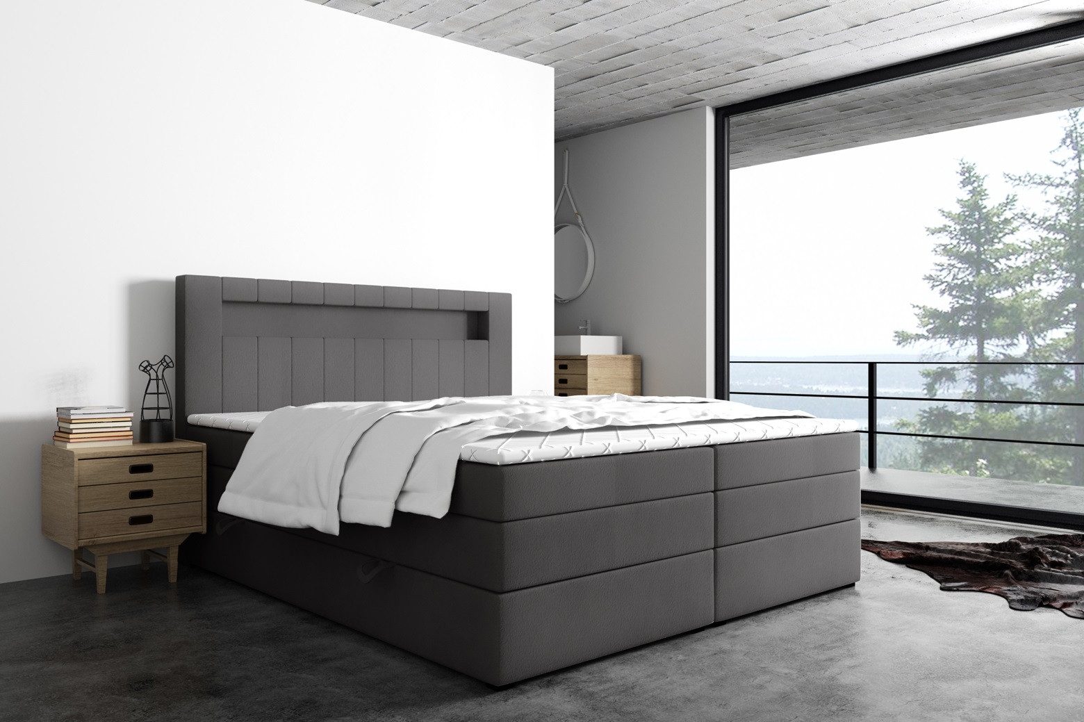 Labett Boxspringbett mit Bettkasten & Doppelmatratze GOLD 5 KING mit LED (Boxsprintbett,Bettkasten, Matratze, Topper), Bonellfederkern- und Taschenfederkernmatratze