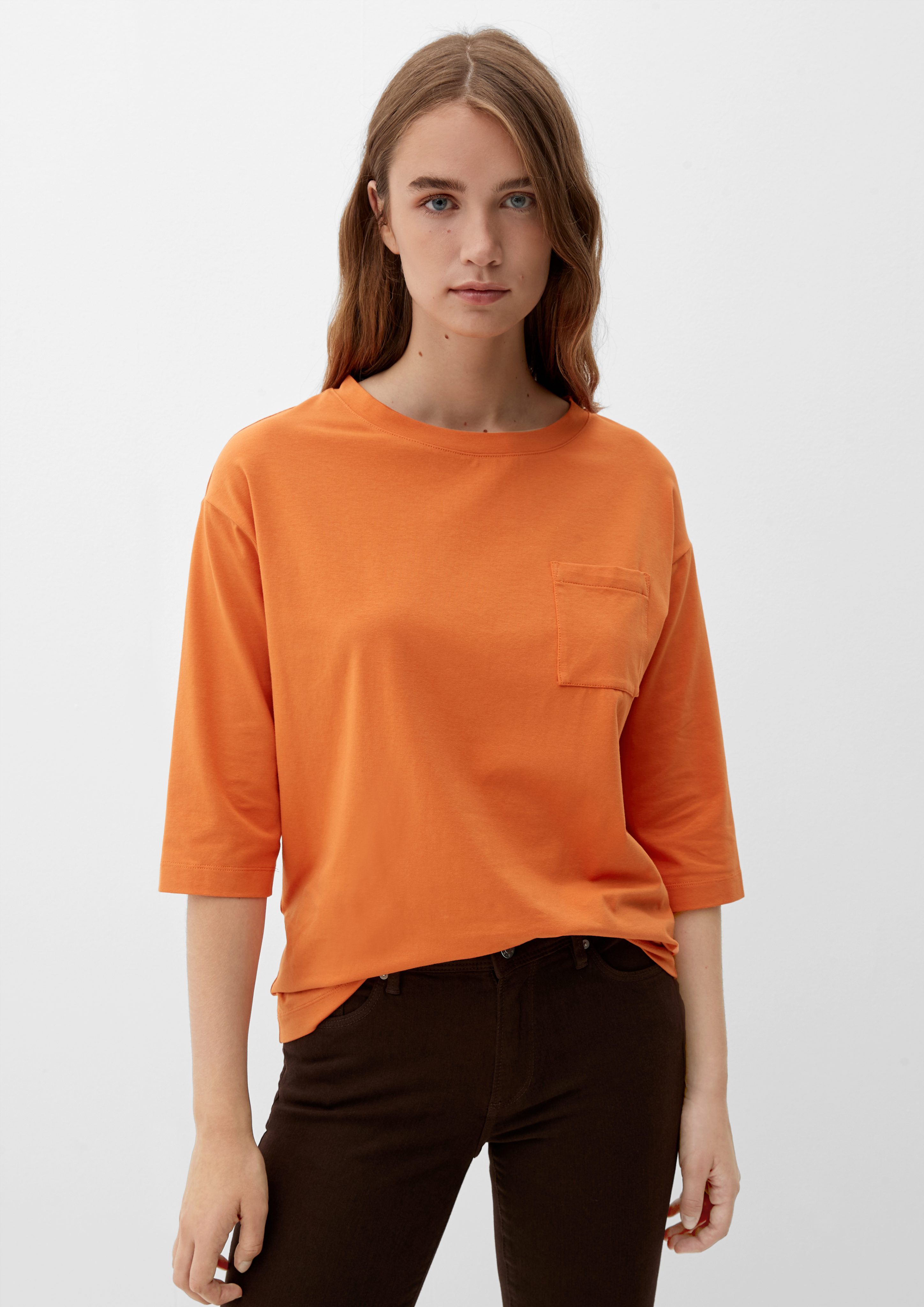 s.Oliver 3/4-Arm-Shirt T-Shirt mit Brusttasche orange