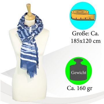 Sunsa Modeschal Sunsa Winterschal, XXL Große Stola Halstuch. Schal aus 100% Viskose in Indigo Design Indigo Stil