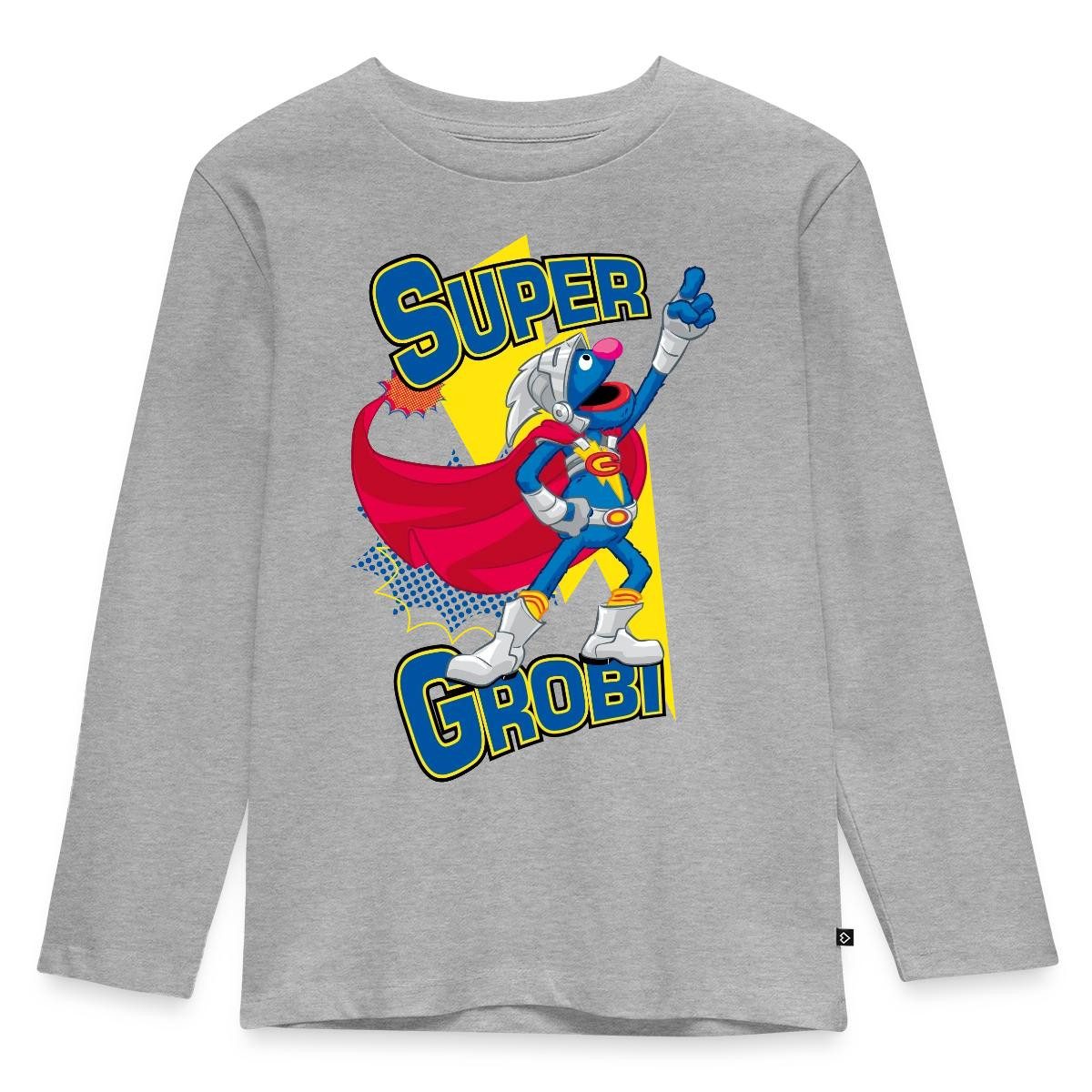 T-Shirt Sesamstraße Grobi Supergrobi Superheld Kinder Premium Langarmshirt