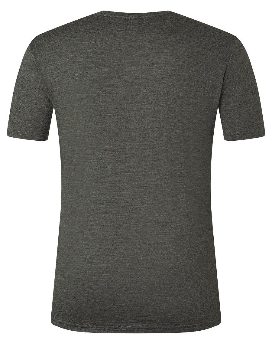 SUPER.NATURAL Print-Shirt Merino Grey SCHOOL Melange/Jet pflegeleichter Merino-Materialmix Pirate NEW T-Shirt Black TEE M