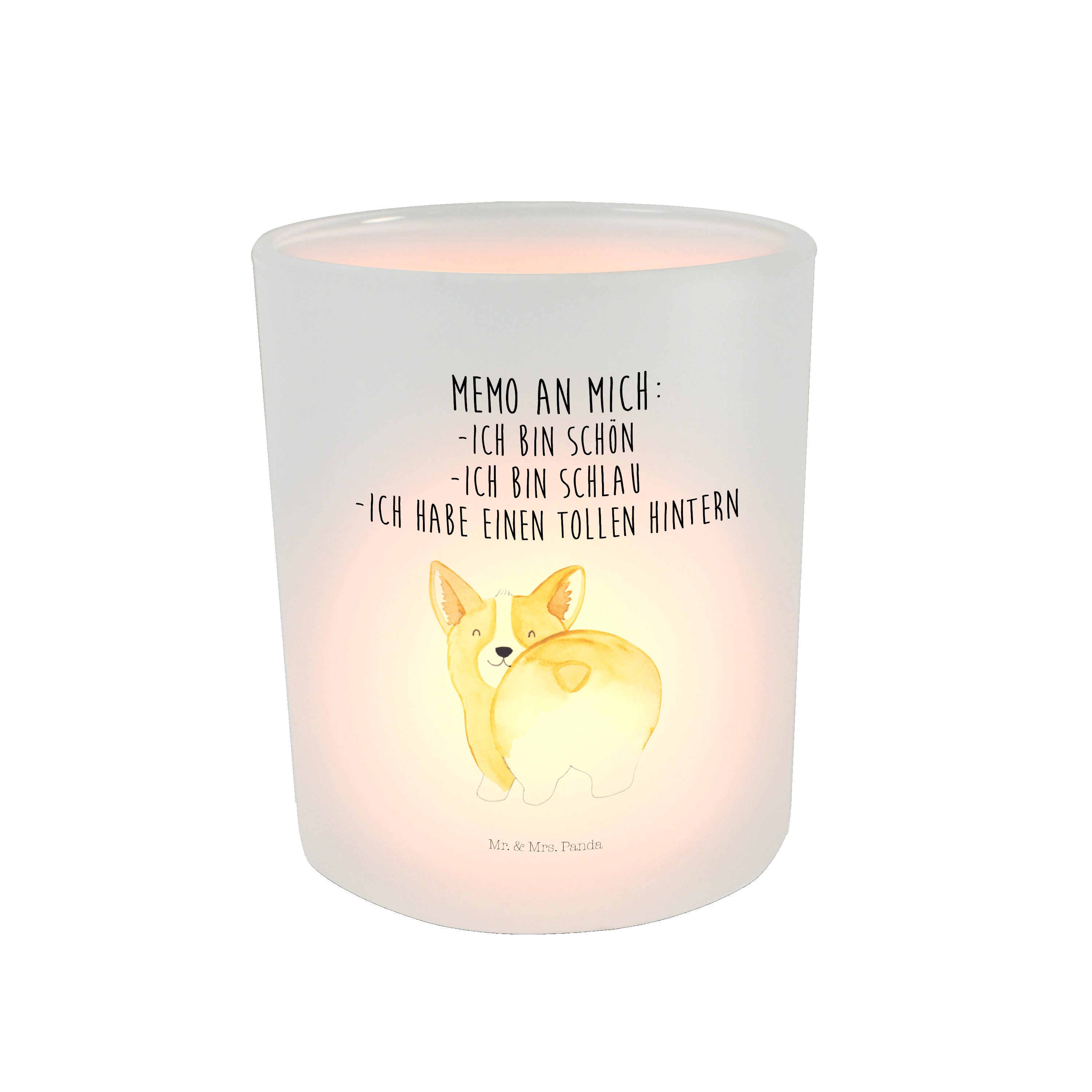 Mr. & Mrs. Panda Windlicht St) (1 Corgie - Transparent Geschenk, Kerzenglas, Spruch, Teelichtglas, - Po