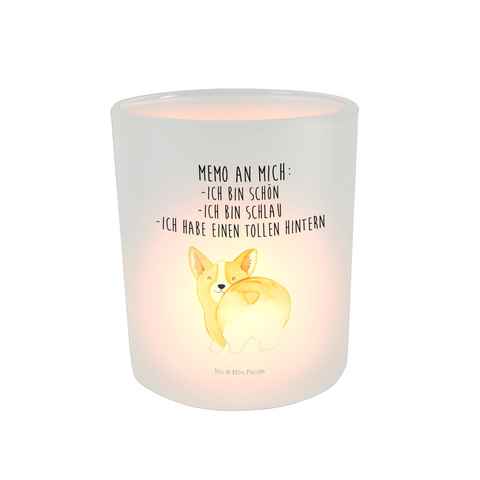 Mr. & Mrs. Panda Windlicht Corgi Po - Transparent - Geschenk, Kerzenglas, Teelichtglas, Spruch, (1 St), Hitzebeständig