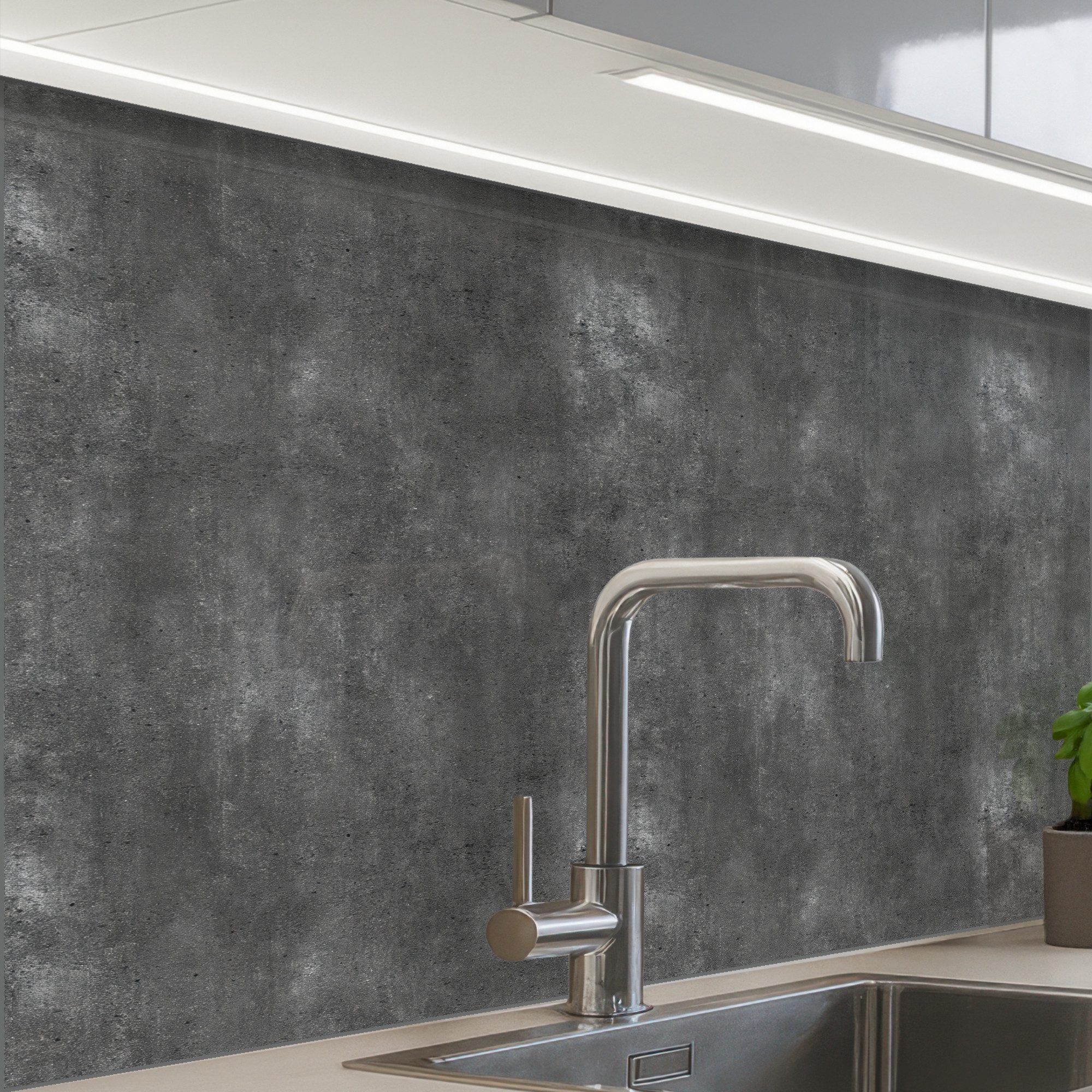 KitchenYeah Küchenrückwand Muster selbstklebend (keine Folie) Dunkelgrau - Roh - Konkret, (1-tlg), Spritzschutz, Küche, Rückwand, Küchenwand, Küchenfront, 30x20 cm