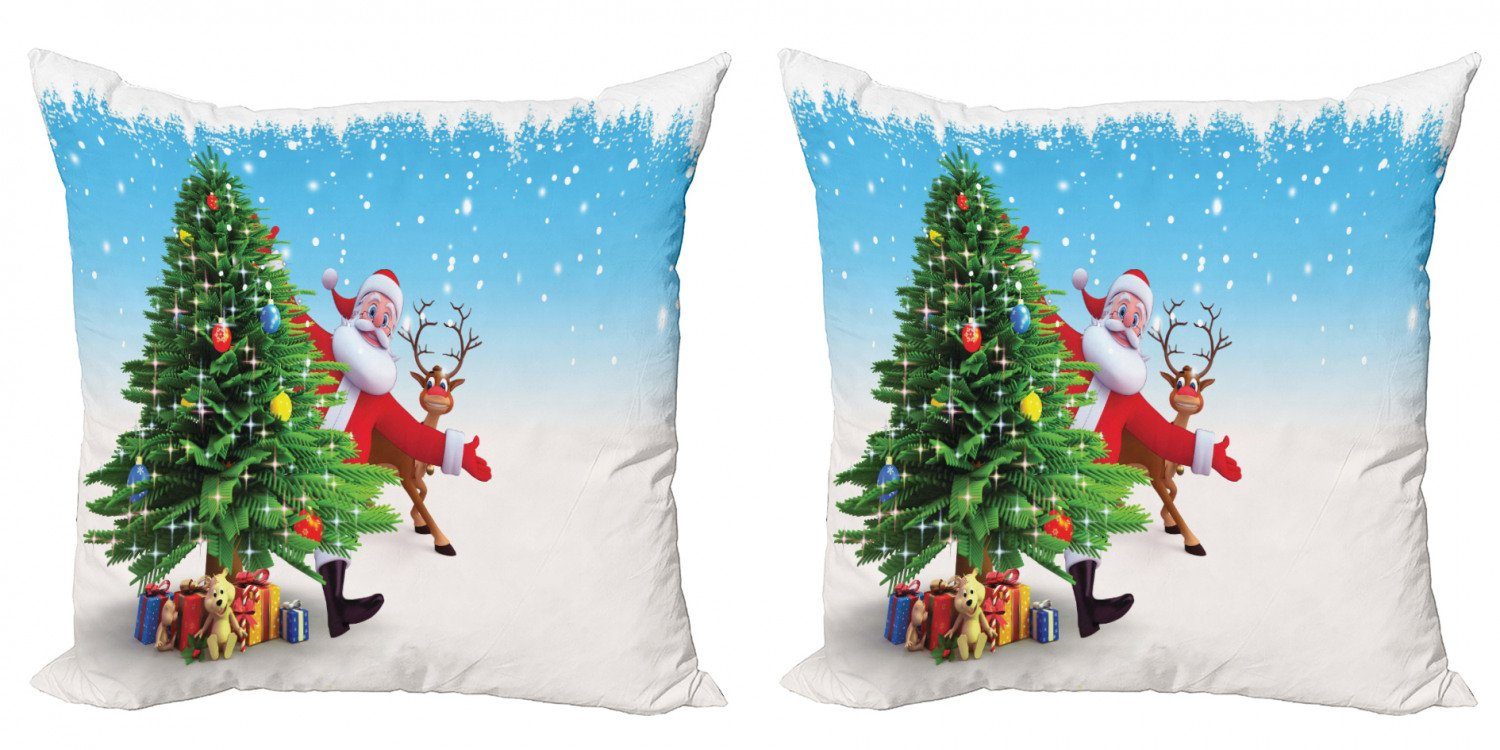 Kissenbezüge Modern Accent Doppelseitiger Digitaldruck, Abakuhaus (2 Stück), Weihnachtsmann Xmas Reindeer Geschenke