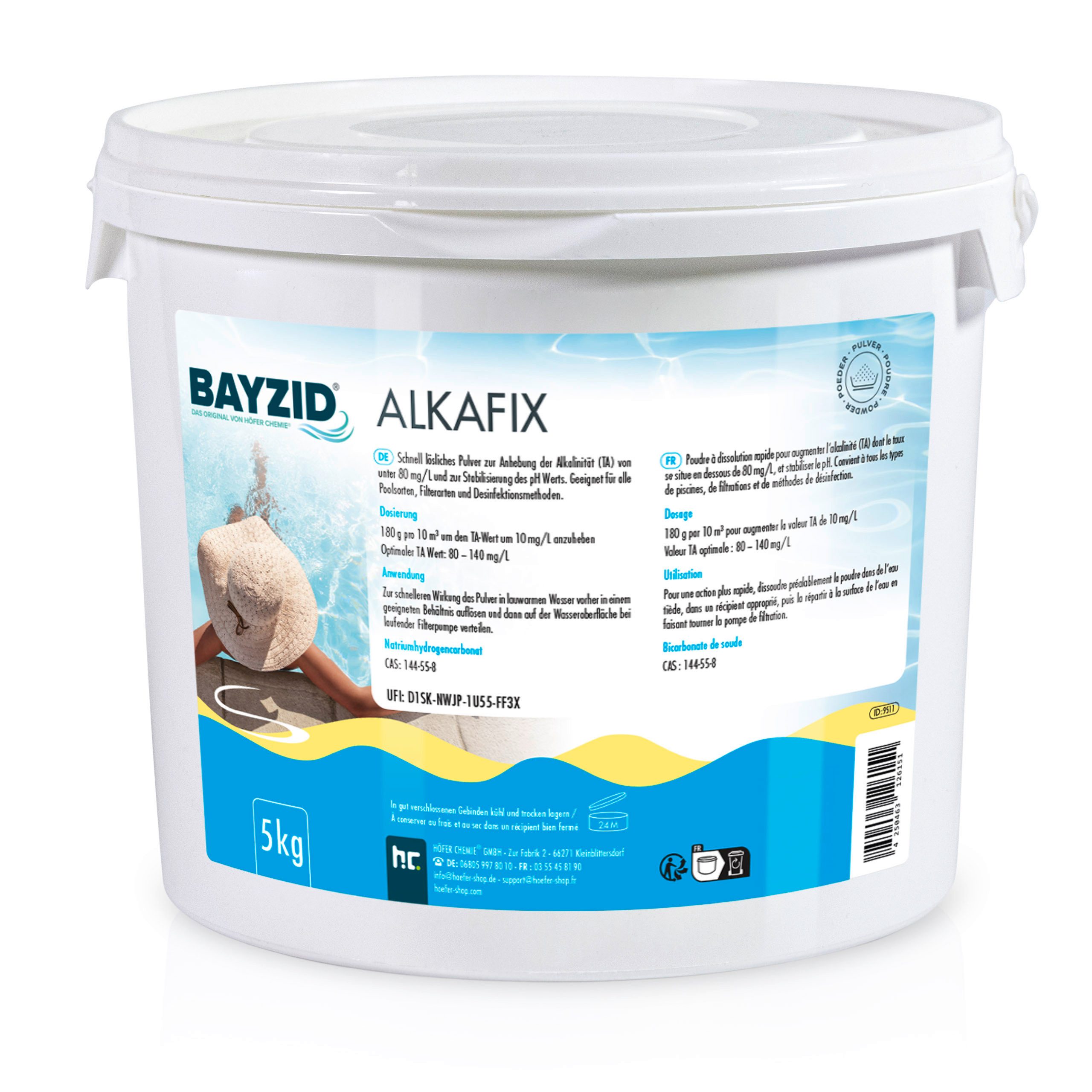 Höfer Chemie GmbH Poolpflege 5 kg BAYZID® Alkafix zur Anhebung der Alkalinität (TA), Reguliert Alkalinität für stabile Wasserwerte
