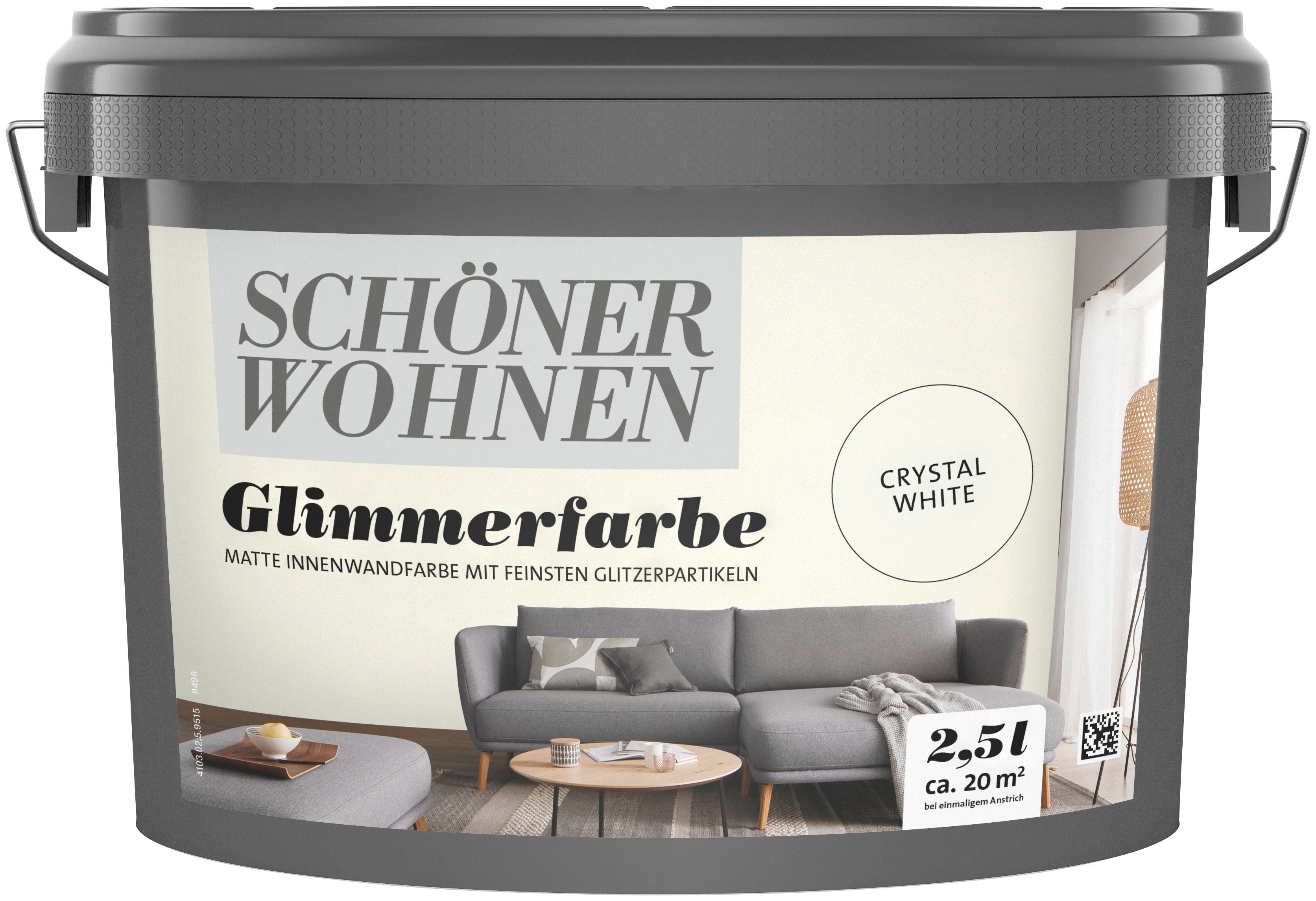 SCHÖNER WOHNEN FARBE Wand- und Deckenfarbe Trendstruktur Glimmerfarbe, 2,5 Liter, Wandfarbe mit funkelnden Glitzerpartikeln