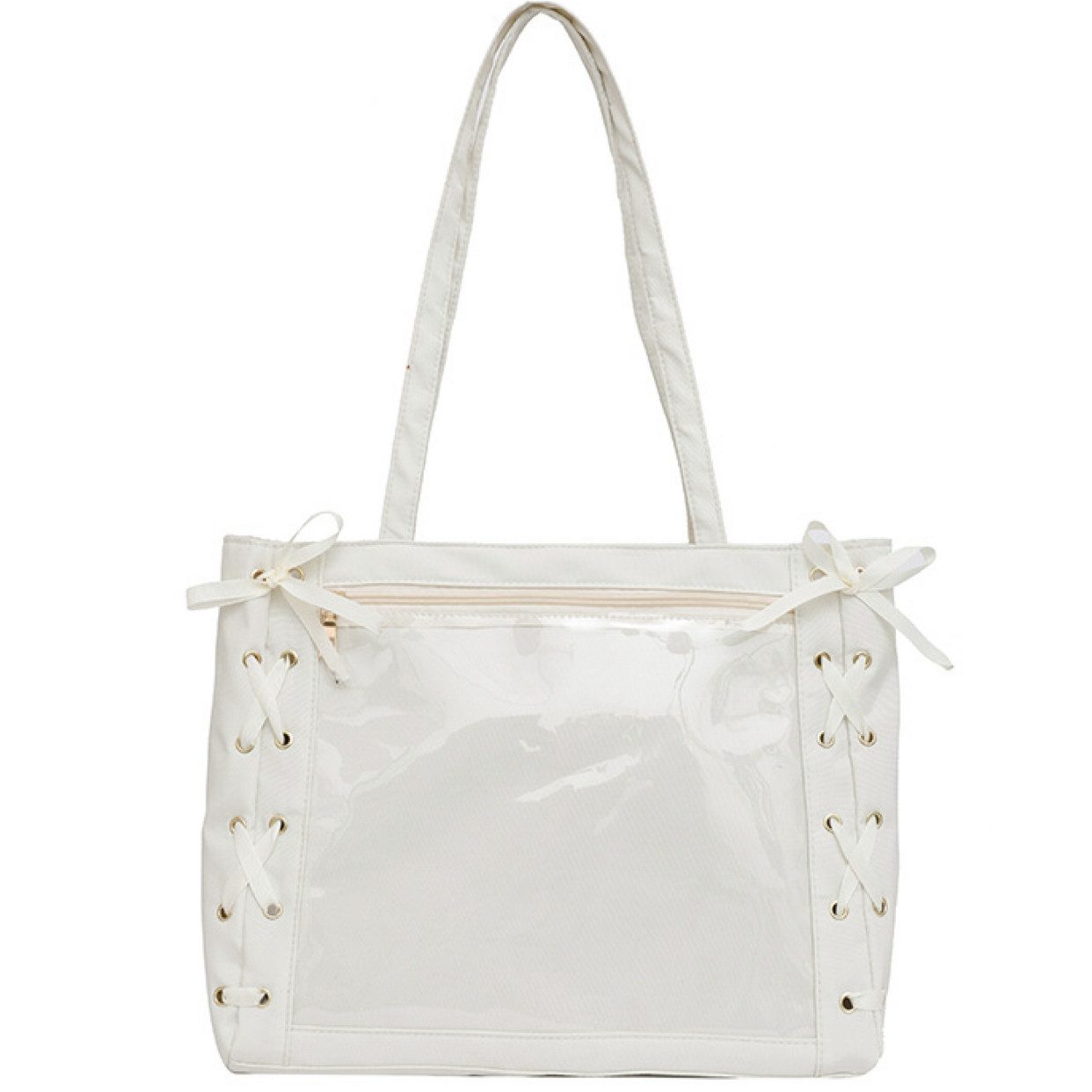 Super Solu Schultertasche Tote Bag Damen Ita Bag – Transparente Schultertasche Anime Style (SS-Ita-Weiß, 1-tlg., 40x10x39cm L*T*H), Shopper, Leichte Umhängetasche, Handtasche