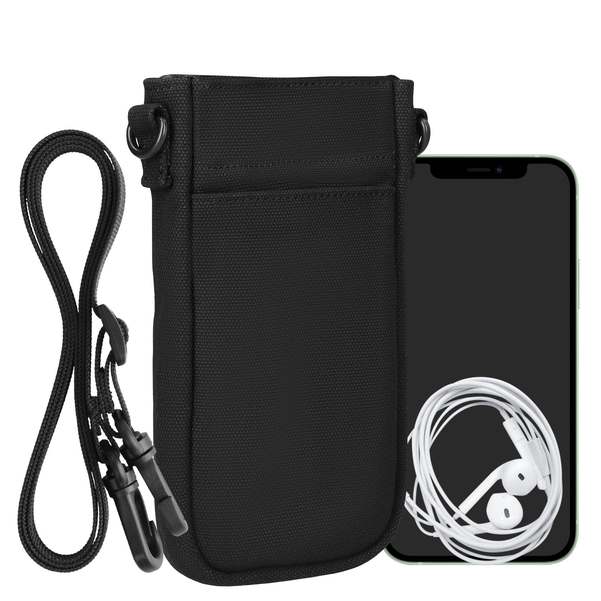 kwmobile Sleeve Handytasche für Smartphones XXL - 7" - Handy Hülle, Canvas Handy Tasche mit Handykette - 16,5 x 10 cm Innenmaße
