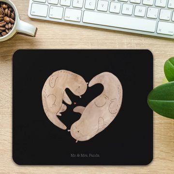 Mr. & Mrs. Panda Mauspad Otter Herz - Schwarz - Geschenk, Seeotter, Hochzeitstag, Computer zub (1-St), Handgelenkschonend