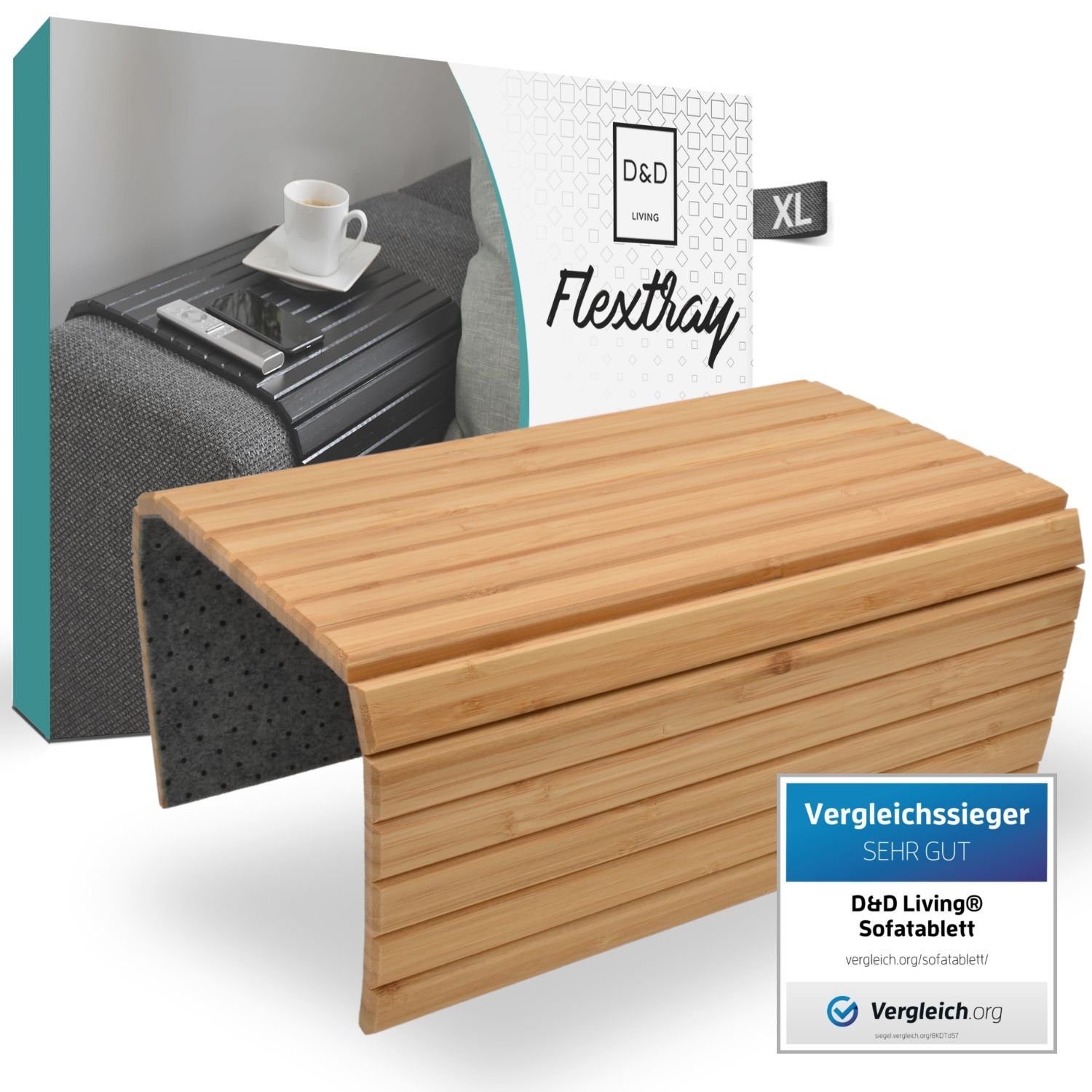 Bambus Sofa Armlehnen Tablett - Beistelltisch für Sofa - Handliche