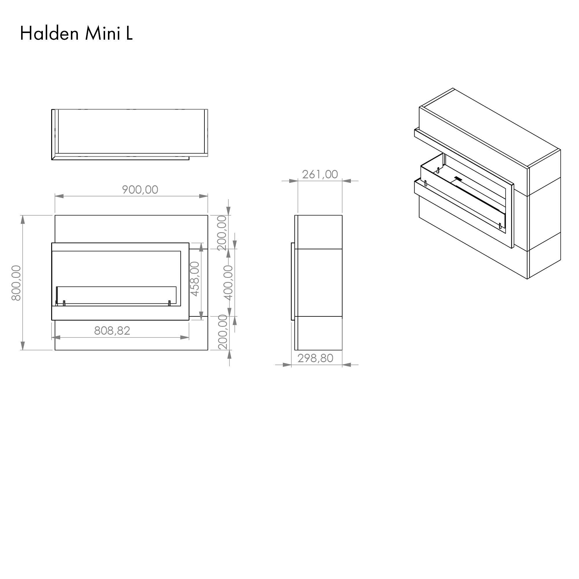 GLOW FIRE Echtfeuer-Dekokamin Halden Mini links Ethanol Kamin, Bioethanol Kamin mit 3h Brenndauer, Heizleistung bis 2 kw