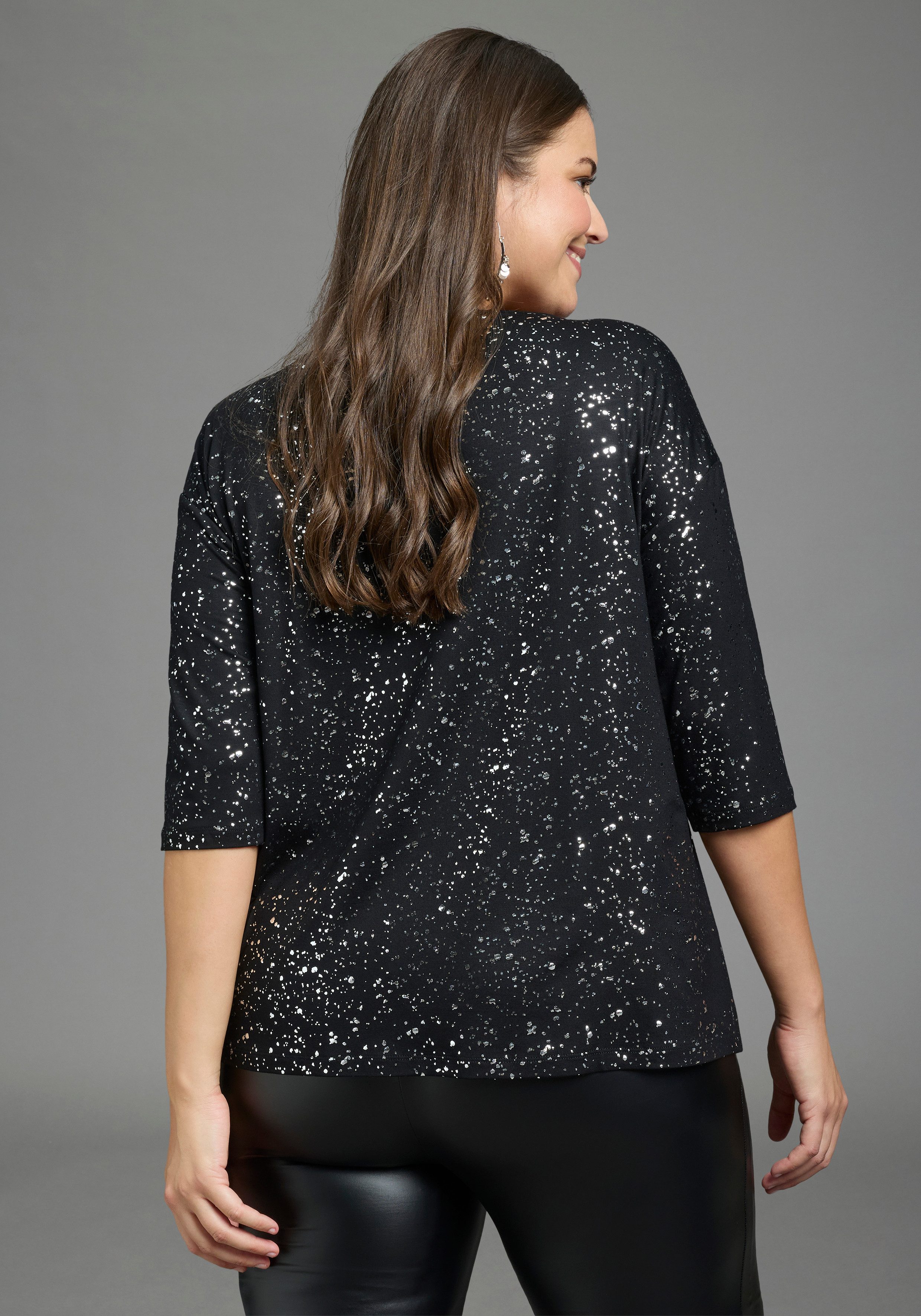 Laura Scott CURVE 3/4-Arm-Shirt Große Größen in figurumspielender Passform, hüftbedeckende Länge