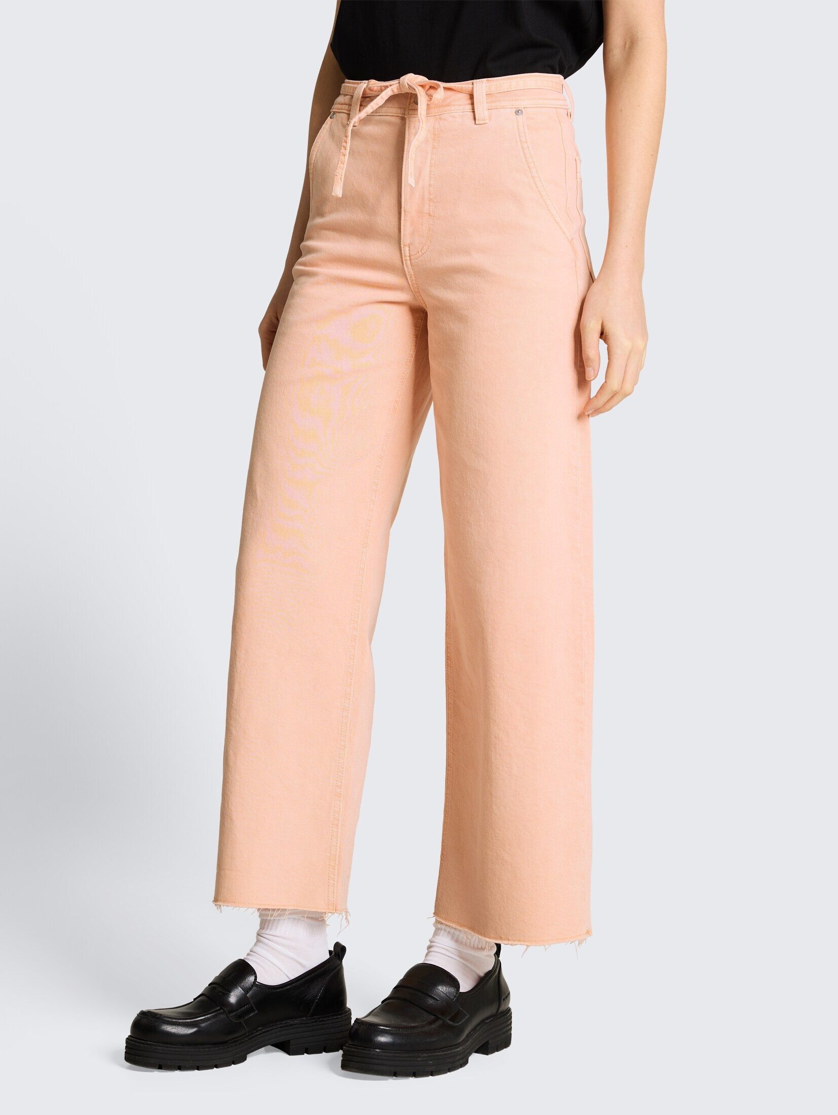 TOM TAILOR Denim Weite Jeans Jeanshosen TTMIJA CULOTTE Jeans mit Bindegürtel