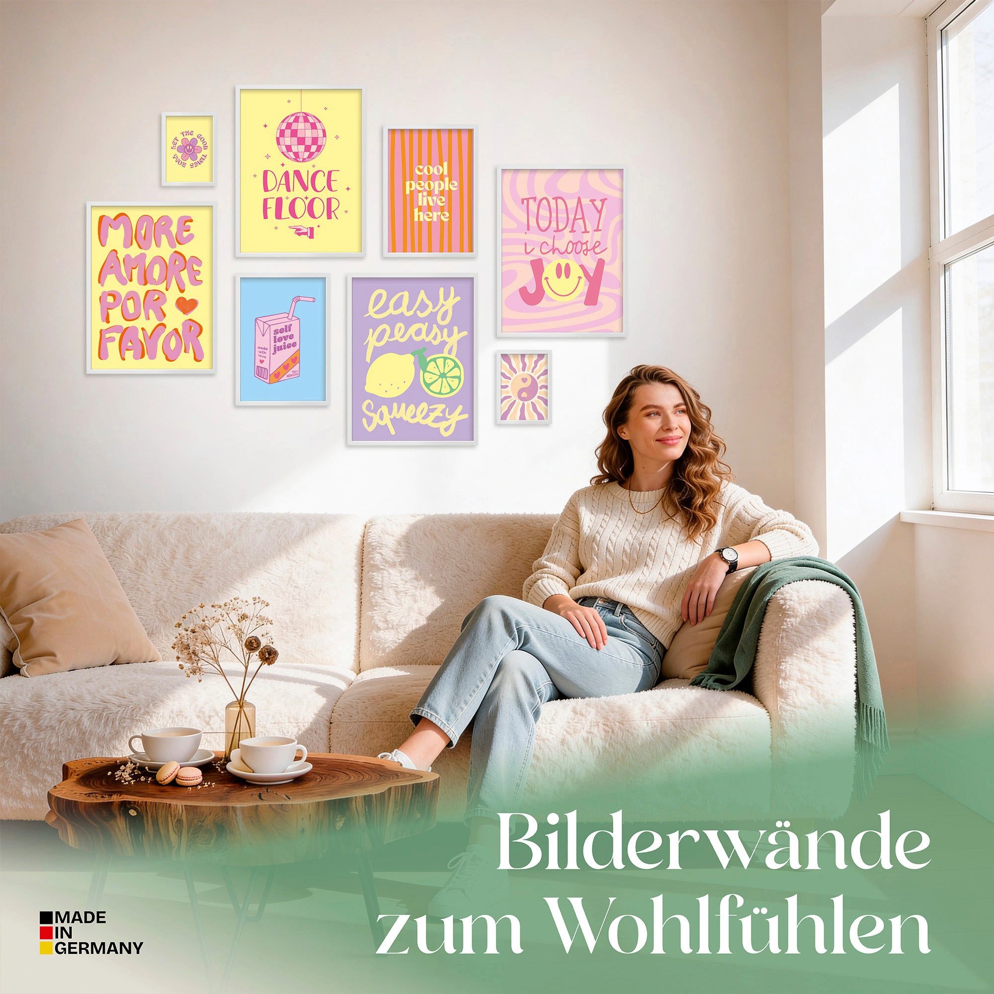 ARTFAVES Bilder-Collage Poster Set Fancy Dopamine Art I mehrteilige Bilderwand I Wandbilder Ab, (Wandbilder modern, 8 St)