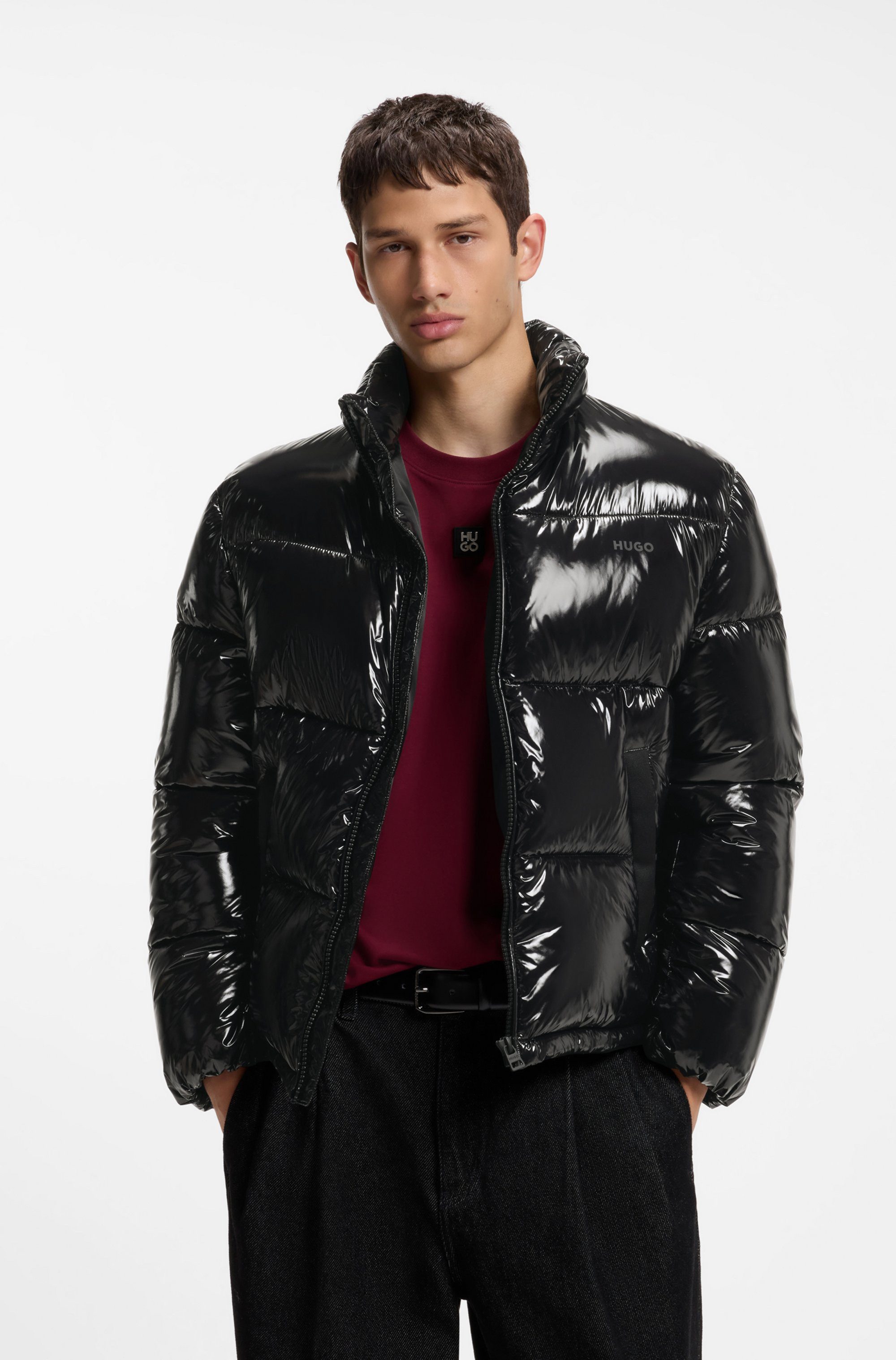 HUGO Steppjacke Baltos mit glänzendem Finish, Stehkragen, Regular Fit