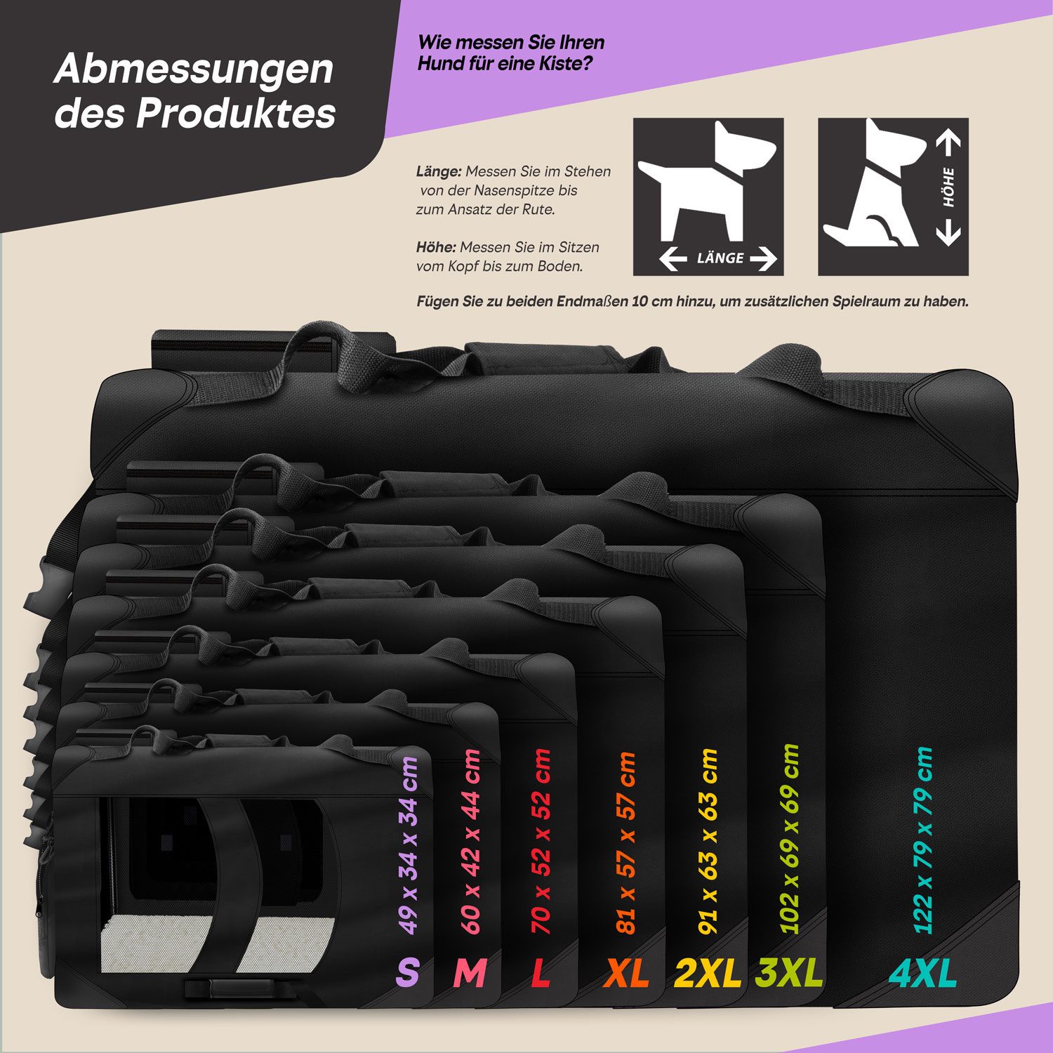 all Pets United Hunde-Transportbox Hunde Transportbox Faltbare Hundebox Wasserfest & Mobil für Haustiere, Haustierbox, Transporttasche für Hunde & Katzen