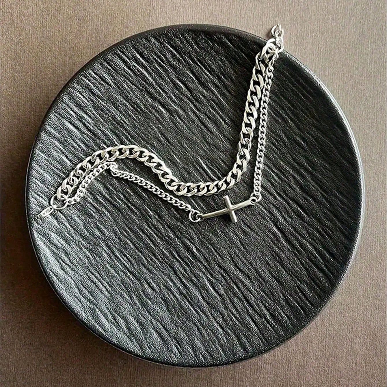 KARMA Edelstahlarmband Herrenarmband Panzerarmband silber wasserfest - antiallergisch (Armband Schmuck Geschenk, Kreuzarmband Herren), Metallarmband Herren Herrenschmuck