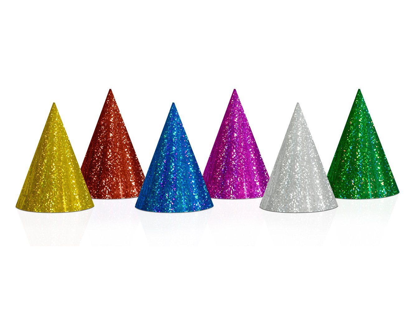 partydeco Papierdekoration, Partyhüte Hologramm 16cm mit Glitzer Effekt 20er Set bunt