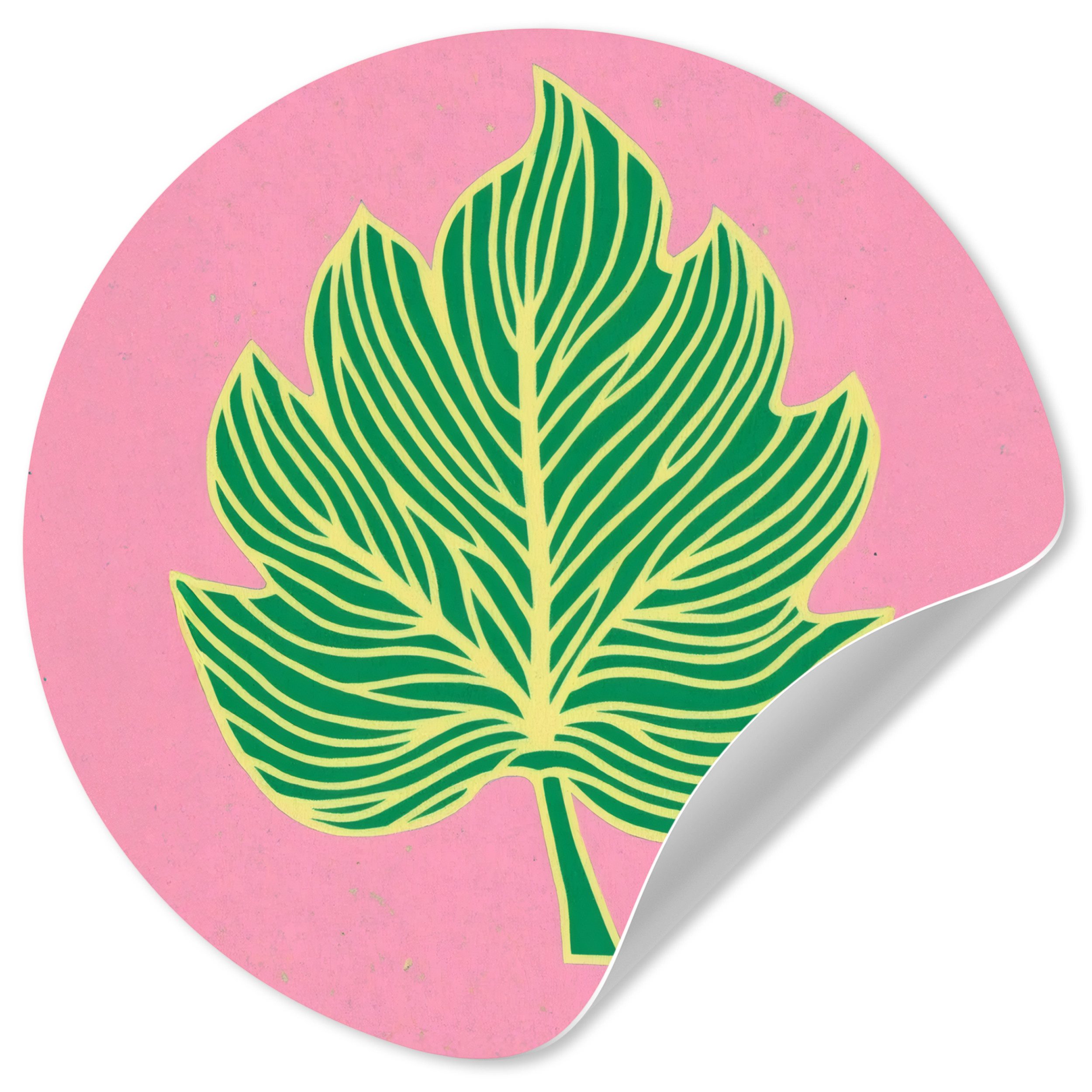 MuchoWow Wandsticker Blatt - Grün - Illustration - Minimalistisch (1 St), Wandtattoo Selbstklebend, Wohnzimmer Deko Aufkleber, 30x30 cm