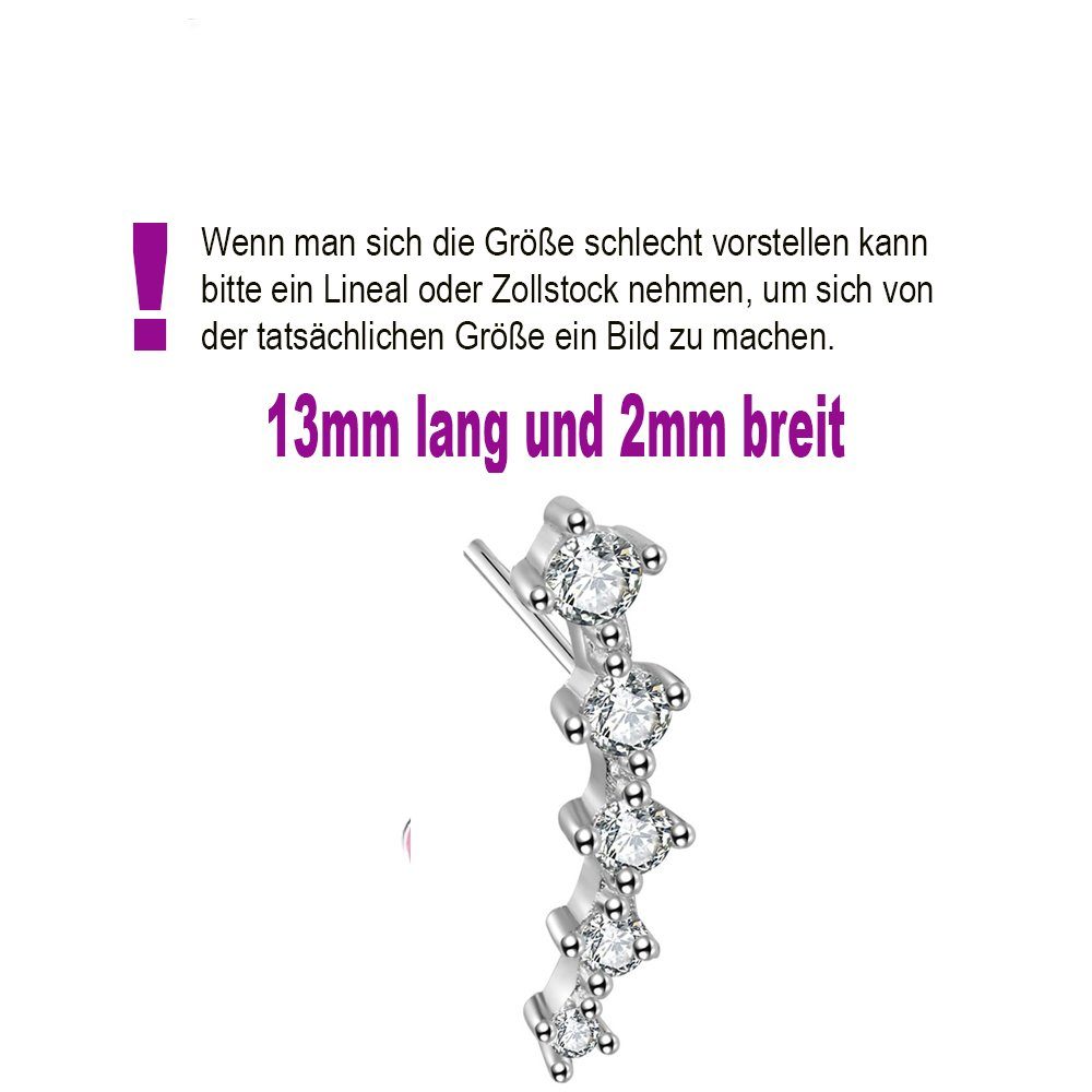 Limana Paar Ohrstecker Damen Ohrringe 925 Silber kleine rosa schwarze klare Steine, Damenschmuck Damenohrringe für jeden Tag