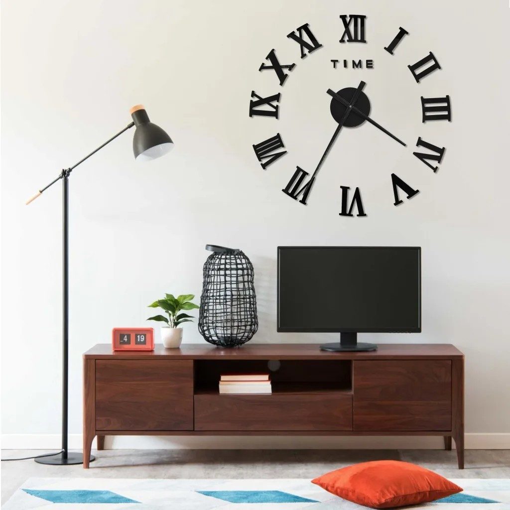 vidaXL Wanduhr vidaXL 3D-Wanduhr Modernes Design Schwarz 100 cm XXL