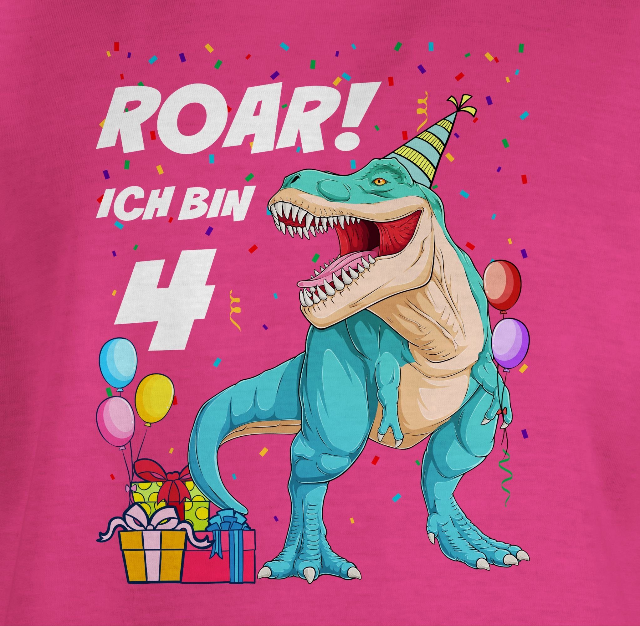 bin T-Rex 4. Jahre Dinosaurier Geburtstag Fuchsia Shirtracer T-Shirt - 1 4 Dino Ich
