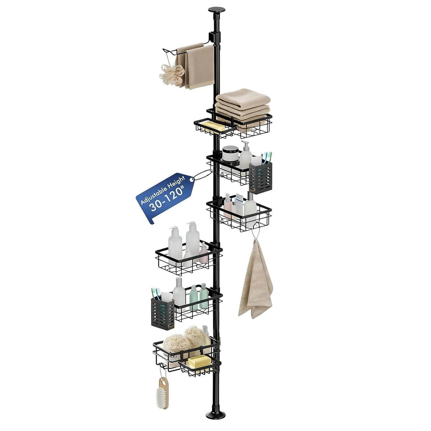 LuxusKollektion Teleskopregal Teleskop Duschregal Schwarz Höhenverstellbar, 1-tlg.