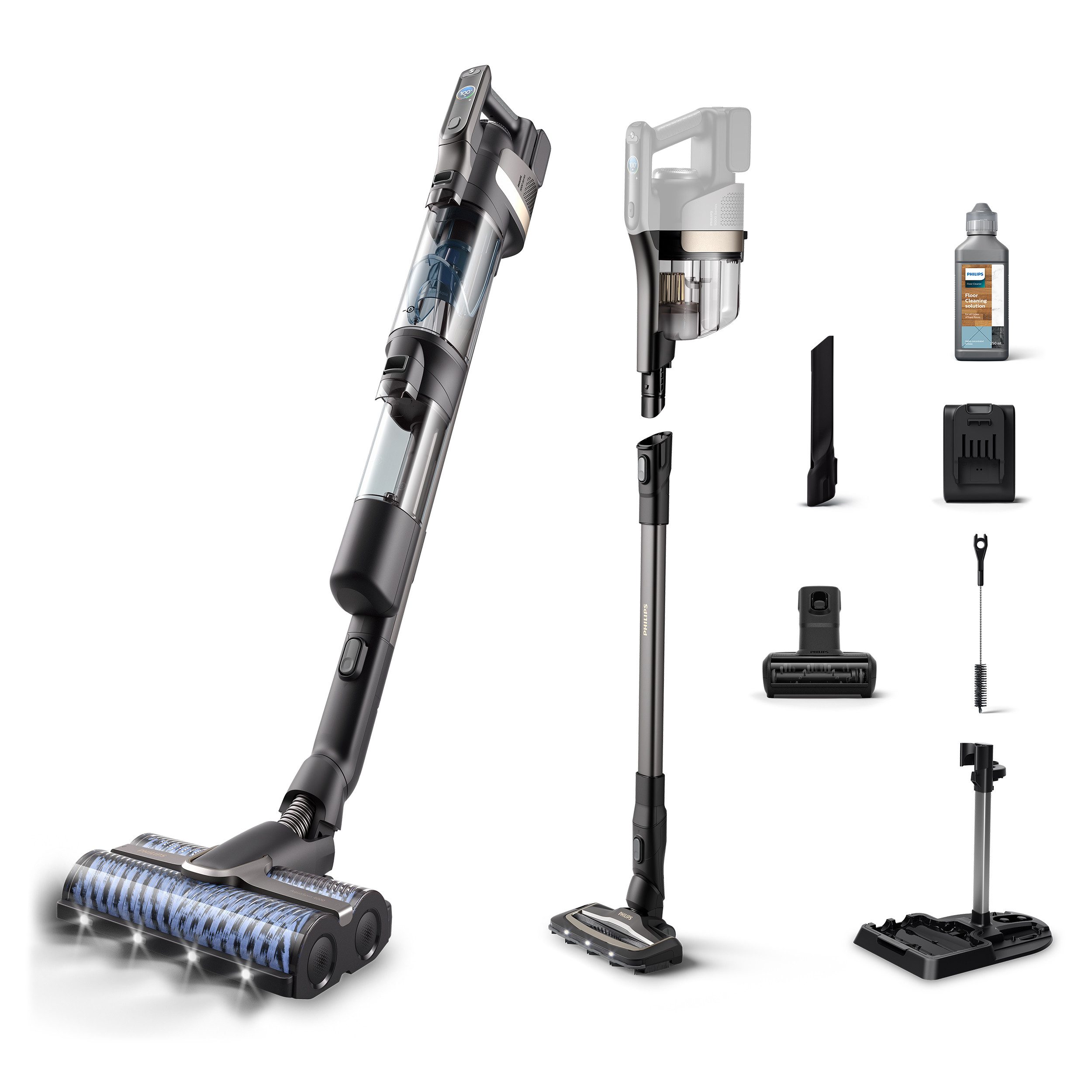 Philips Nass-Trocken-Sauger AquaTrio Cordless 9000 Series XW9463/11, 48,6 W, beutellos, 3-in-1-Reinigungslösung, mit automatischem Reinigungssystem