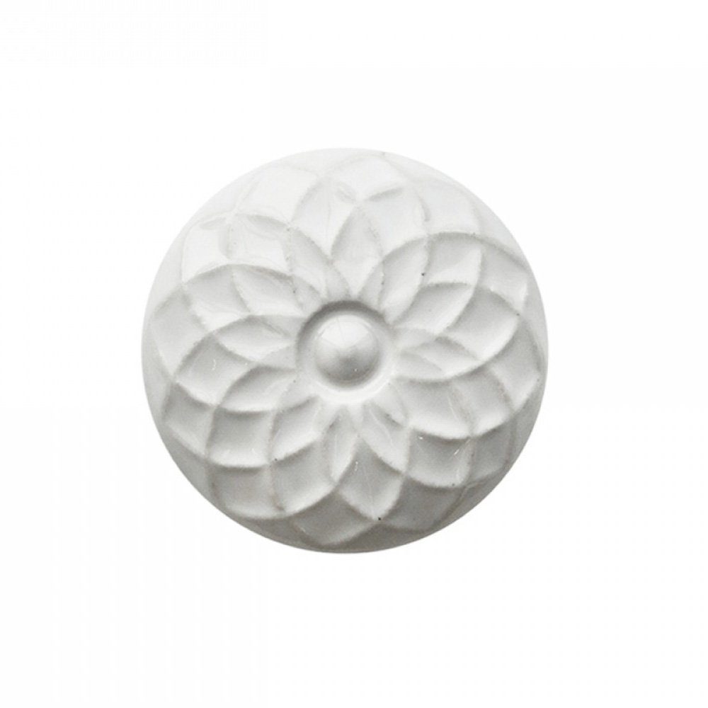Möbelknopf Schrankknopf SCANDI weiß aus Keramik shabby chic Schrankgriff Blume Blüte