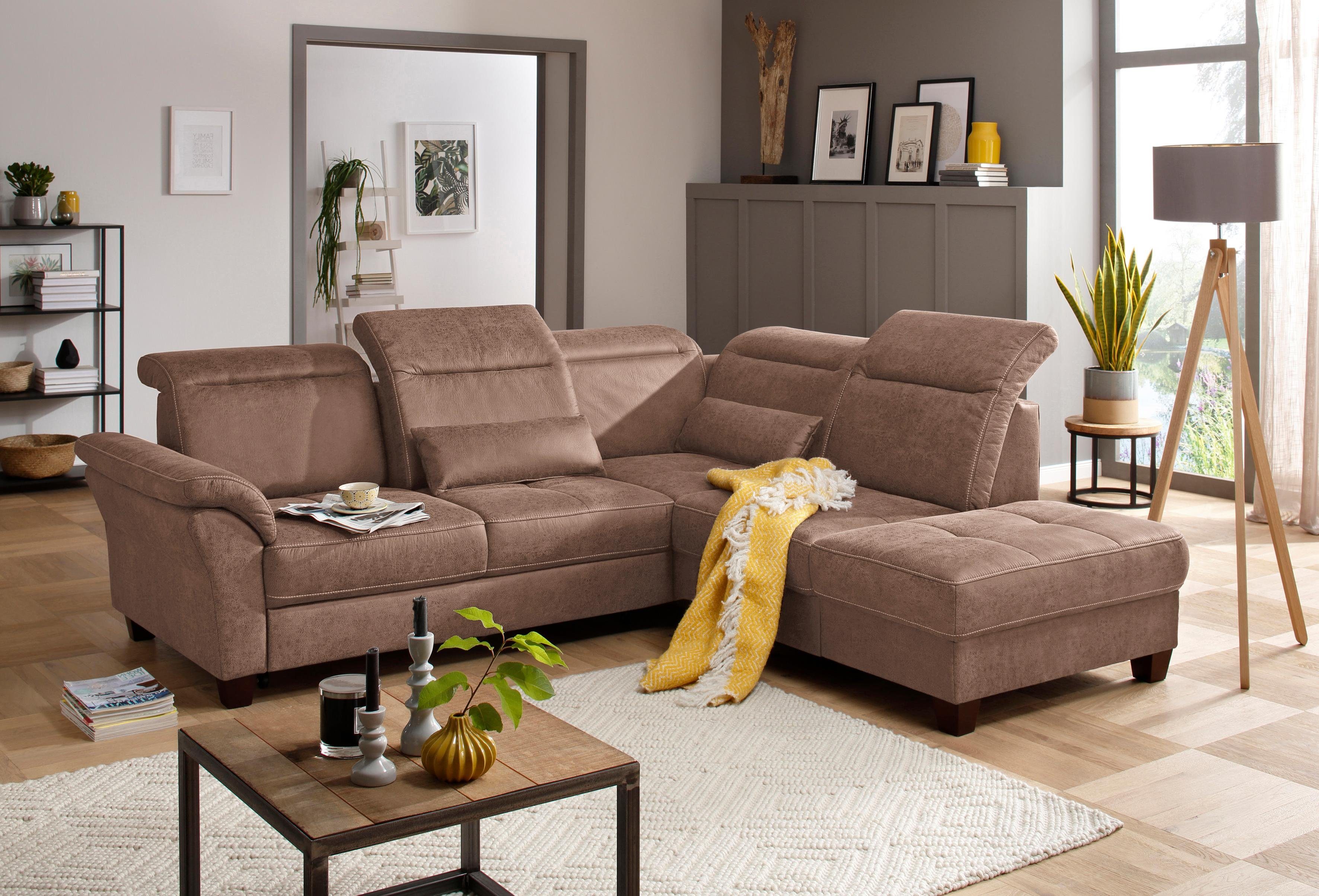 Home affaire Ecksofa "Solvei L-Form" wahlweise auch mit Kopfteilverstellung günstig online kaufen