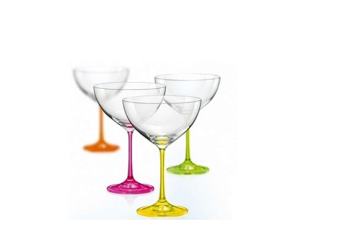 Crystalex Sektglas Neon Sektschalen 340 ml 4er Set, Kristallglas, mehrfarbig, Kristallglas, neonfarbig