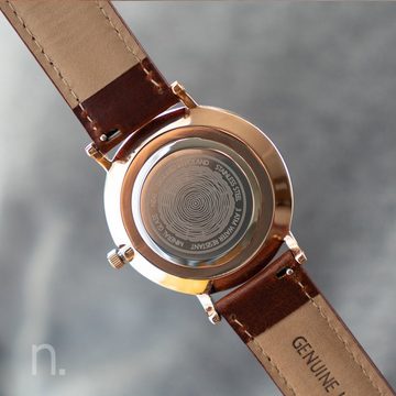 neat Quarzuhr Premium Armbanduhr aus Edelstahl – Stahl Ø 40mm – Herrenuhr, (mit Zifferblatt aus Echtholz, Quarz-Edelstahluhr), Handgefertigt in EU