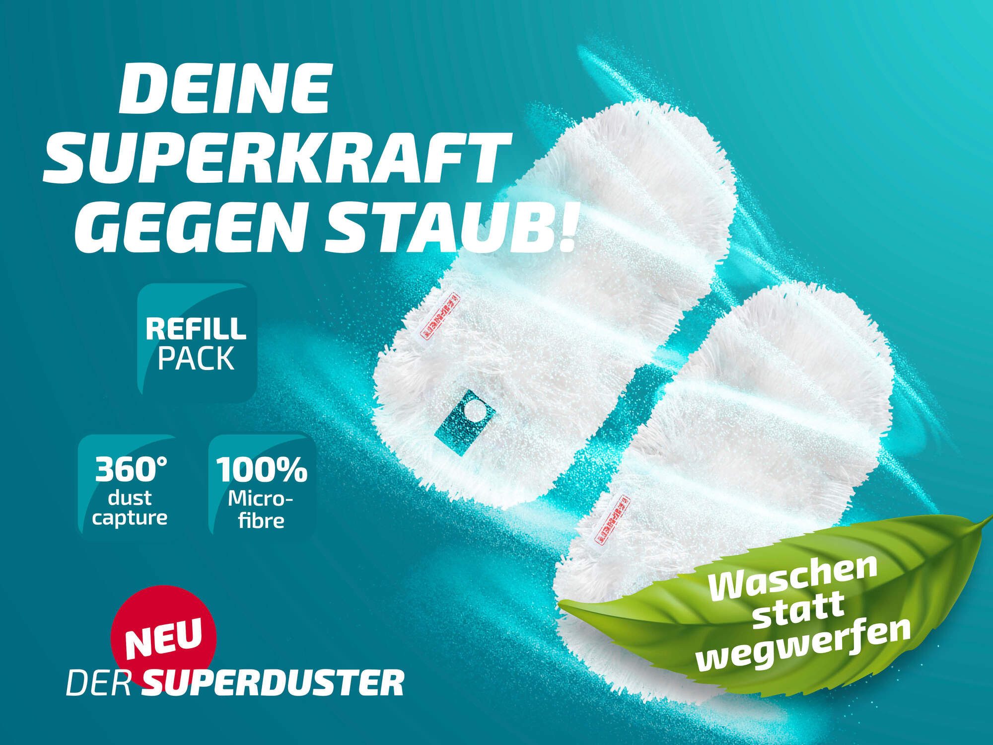 Leifheit Staubwischer Staubbezug für den SUPERDUSTER im 2er-Set (2-St), langlebig, waschbar, starke Reinigung und Bindung von Staub
