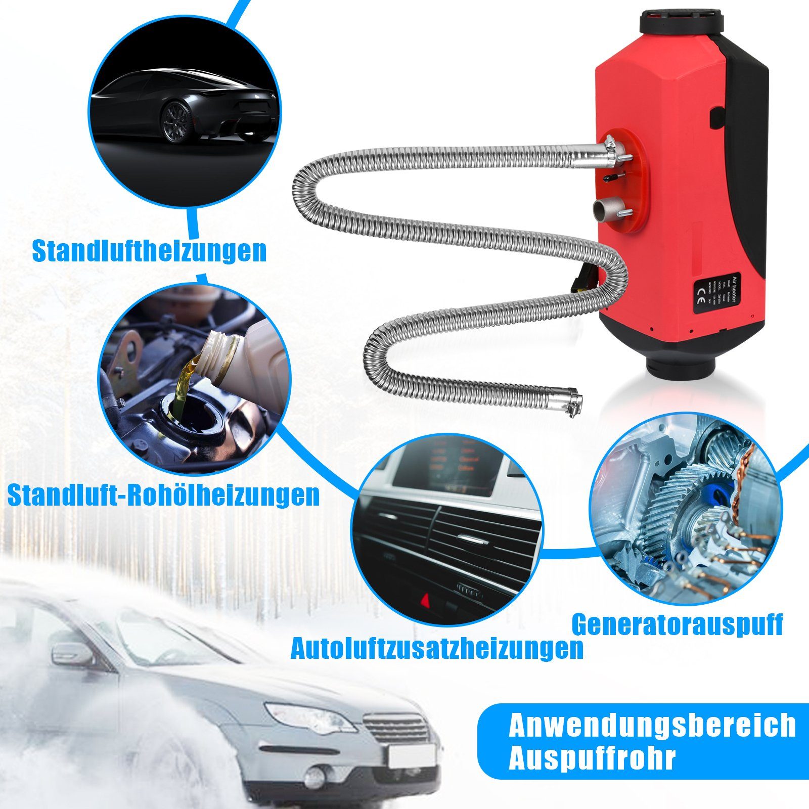 Edelstahl für Stromerzeuger Heizgerät Auto Abgasschlauch Diesel für Abgasrohr, Zwei mit 60-300CM 60cm Edelstahlklammern Heizung TolleTour