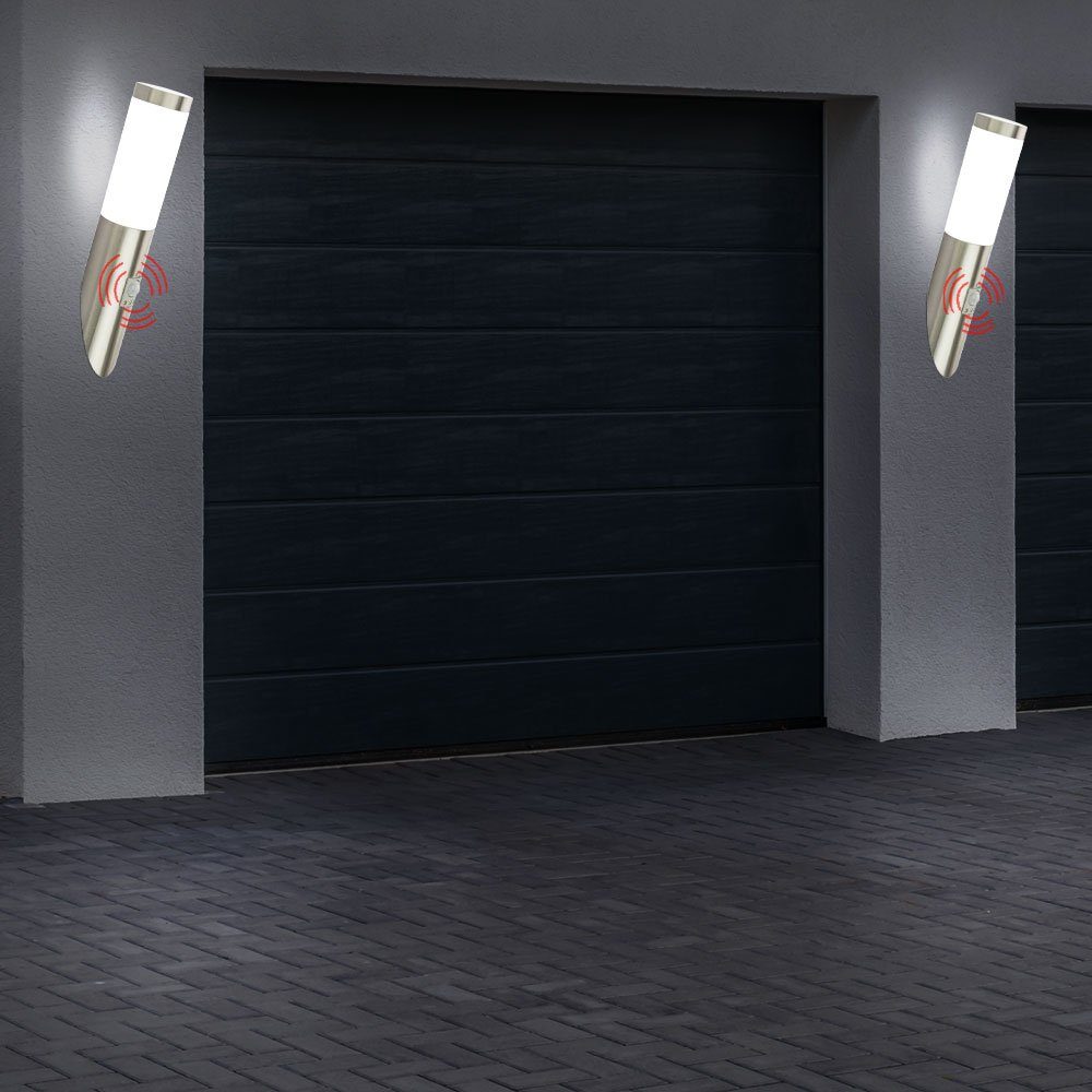 Bewegungsmelder Beleuchtung Edelstahl 3x Wand etc-shop Leuchtmittel Außen Lampen im inklusive, Warmweiß, Außen-Wandleuchte, Leuchten