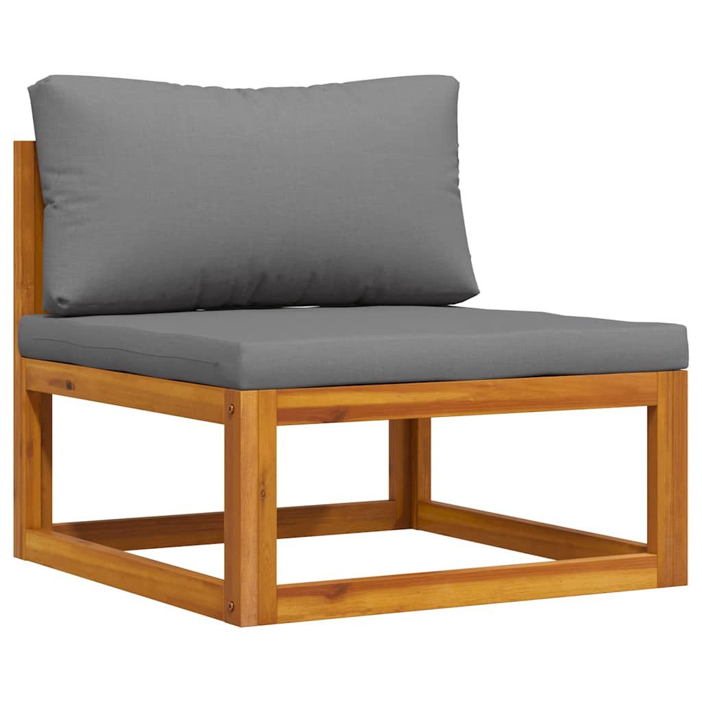 vidaXL Sofaelement Modular-Mittelsofa mit Dunkelgrauen Kissen Massivholz (1 St)