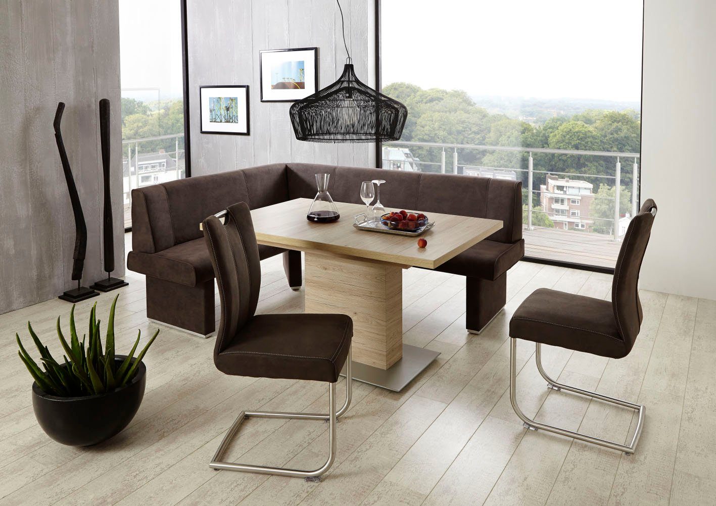 NIEHOFF SITZMÖBEL Eckbank Pia, aus pflegeleichter Microfaser; Maße (B/T/H): 202/152/91 cm