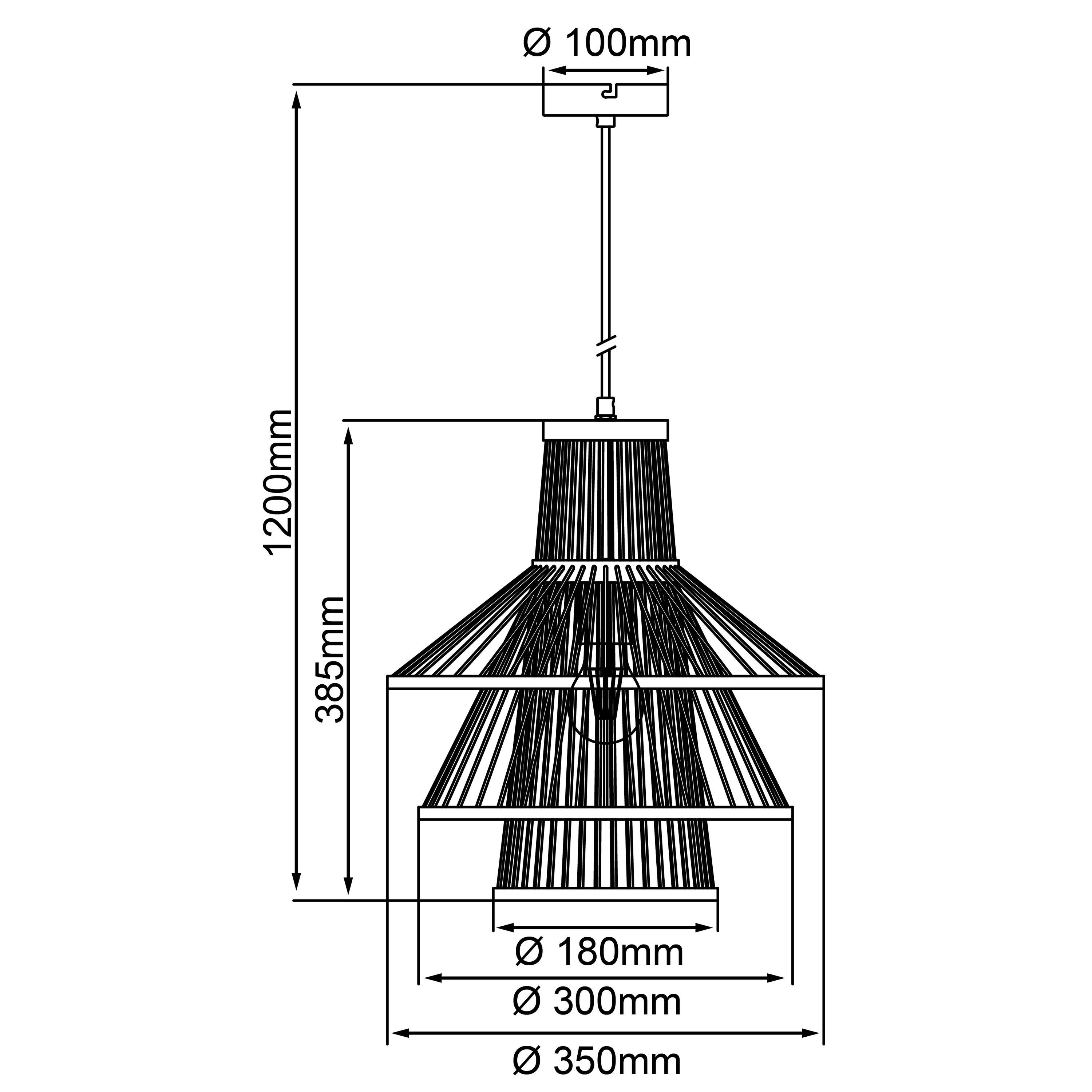 Brilliant Pendelleuchte Hartland, Hartland schwarz, A60, Kabel 1x kü E27, Lampe, 35cm Pendelleuchte 25W