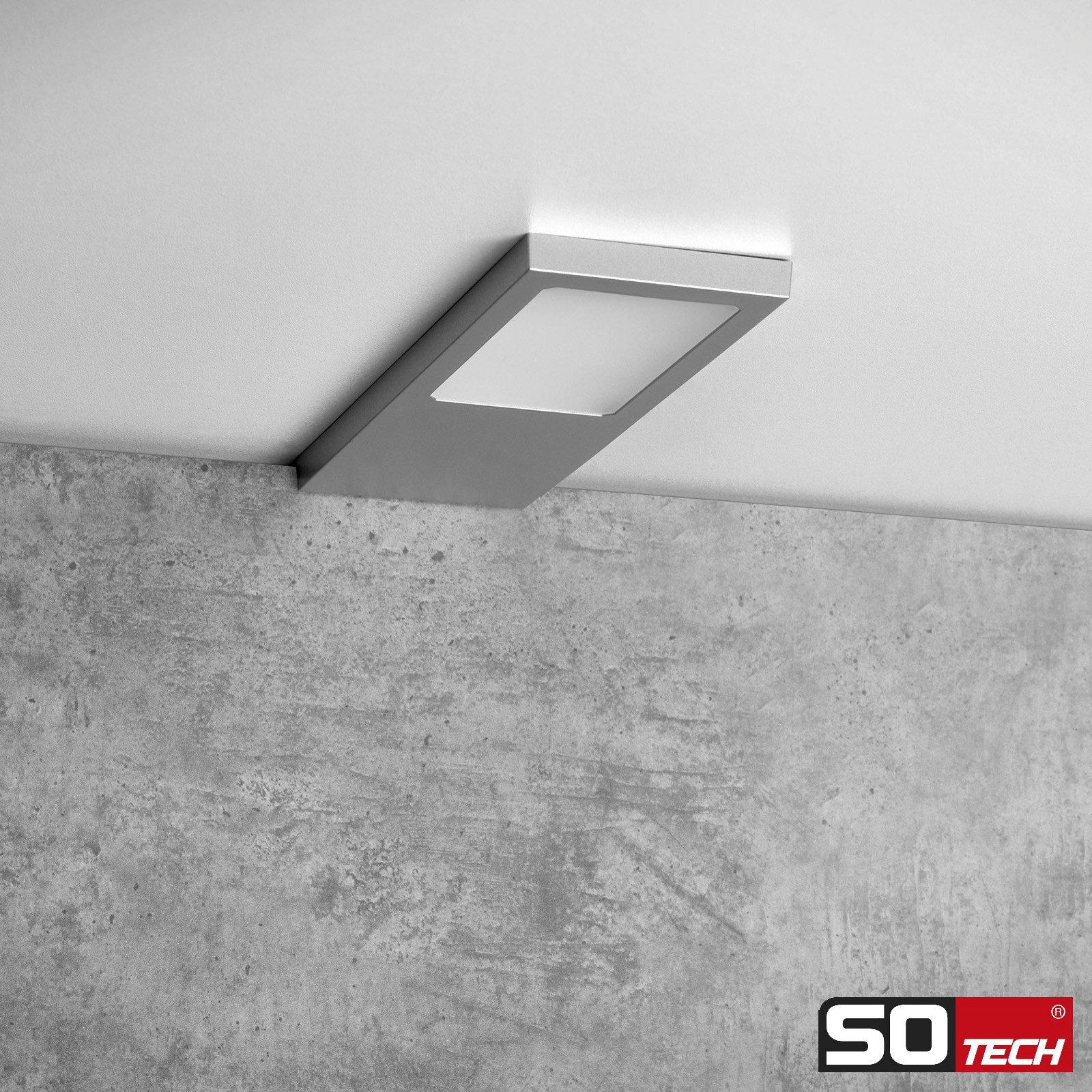 SO-TECH® LED Unterbauleuchte LED Möbelleuchte GIULIA II, stufenlos dimmbar, LED fest integriert, Neutralweiß, 1 Leuchte neutralweiß ohne Sensor, silbergrau